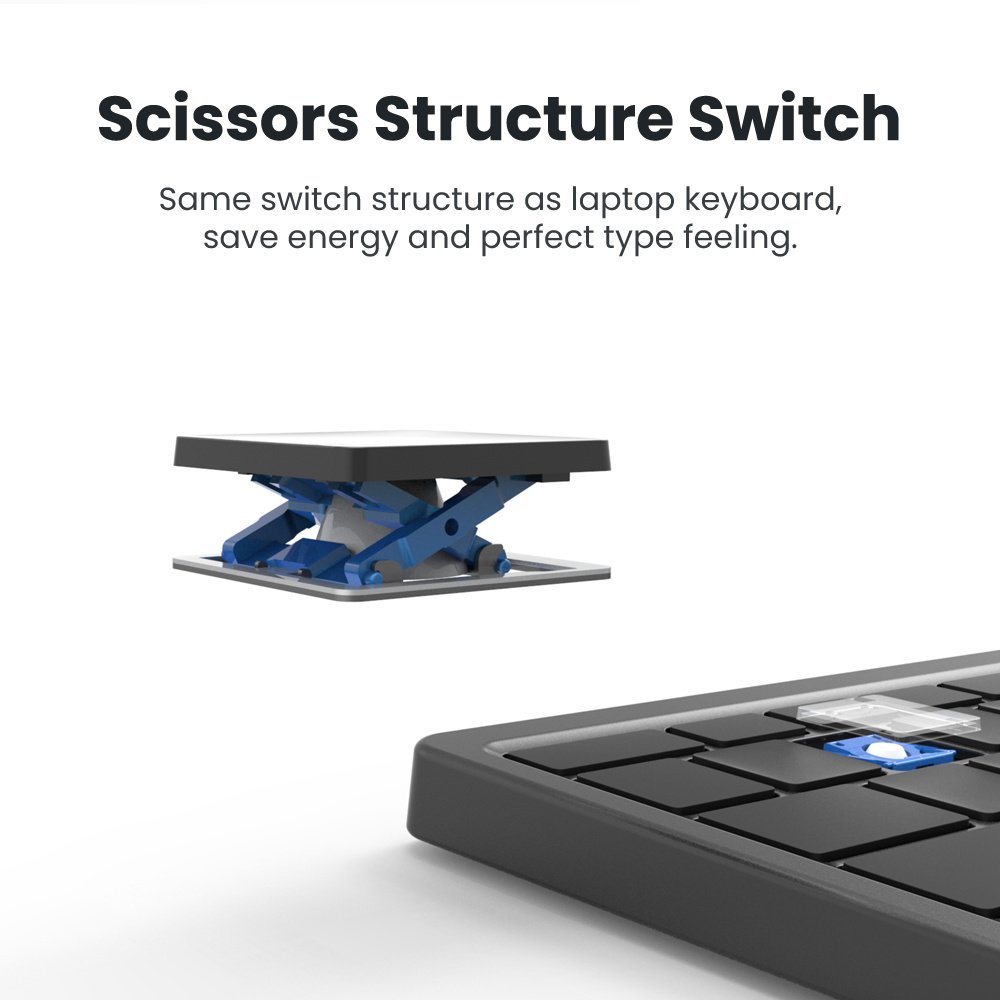 Mini Wireless Keyboard Multi-Device Foldable Keyboard with Touchpad Removable Cover Folding Stand Rechargeable keyboard