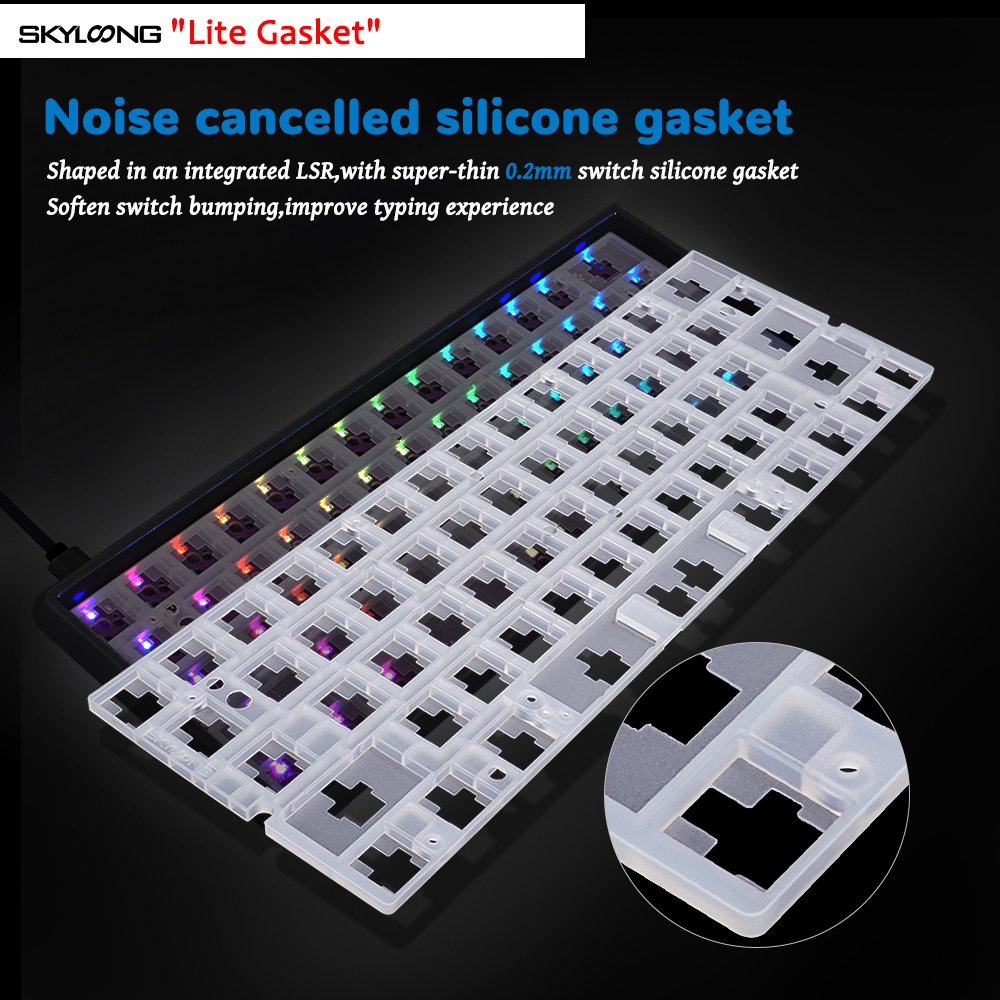 SKYLOONG newest launch GK61 Lite gasket OEM PBT coral sea keycaps Gateron switch rgb gaming mechanical keyboard