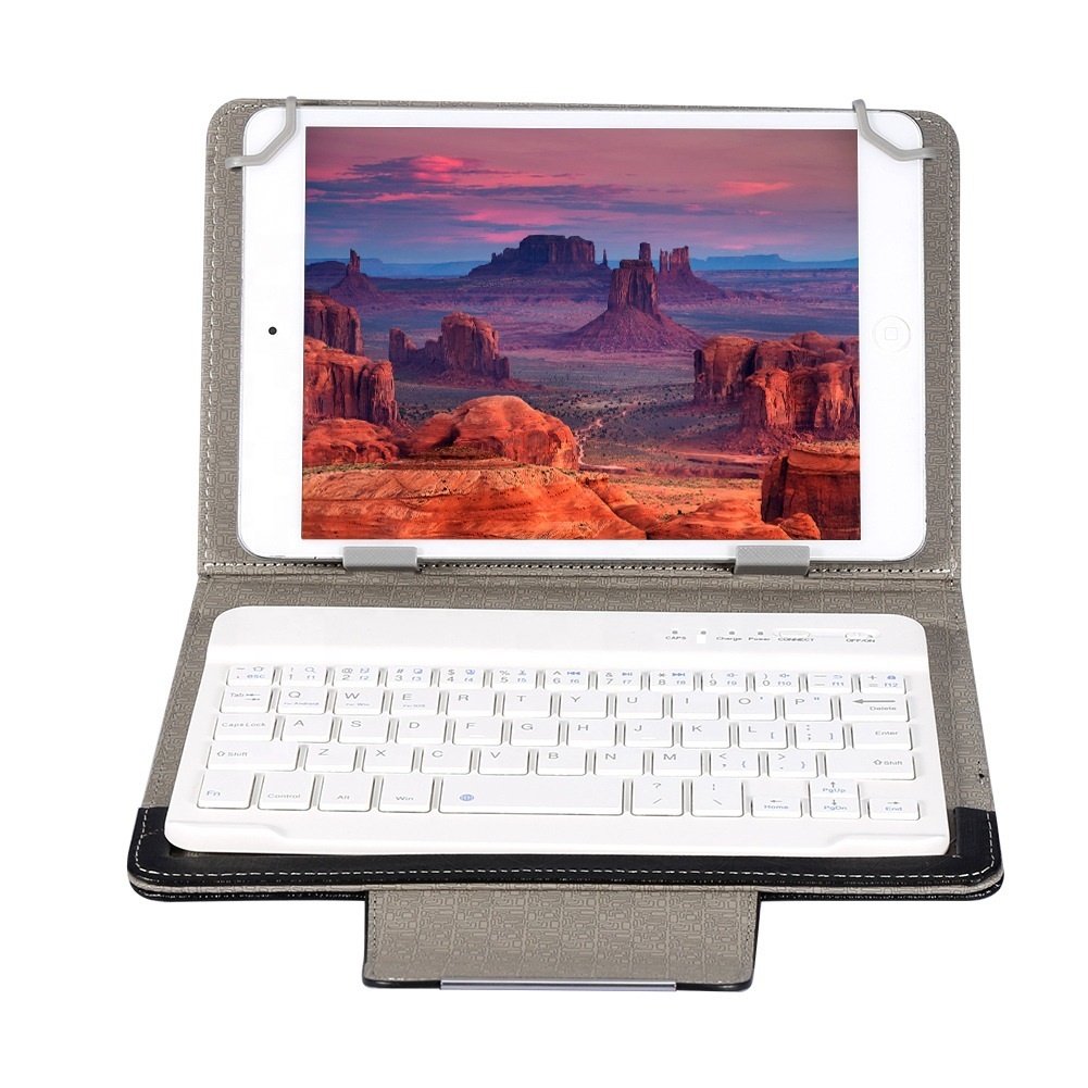 Leather Case For Pad 7 8 9 10 Inch Tablet PU Leather Stand Cover With Russian Spanish English Korean Arabic Wireless BT Keyboard