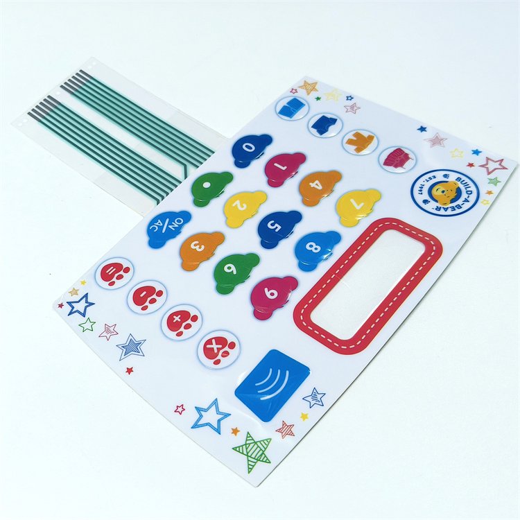 Toys digital printing non-tactile push bottom membrane switch keyboard