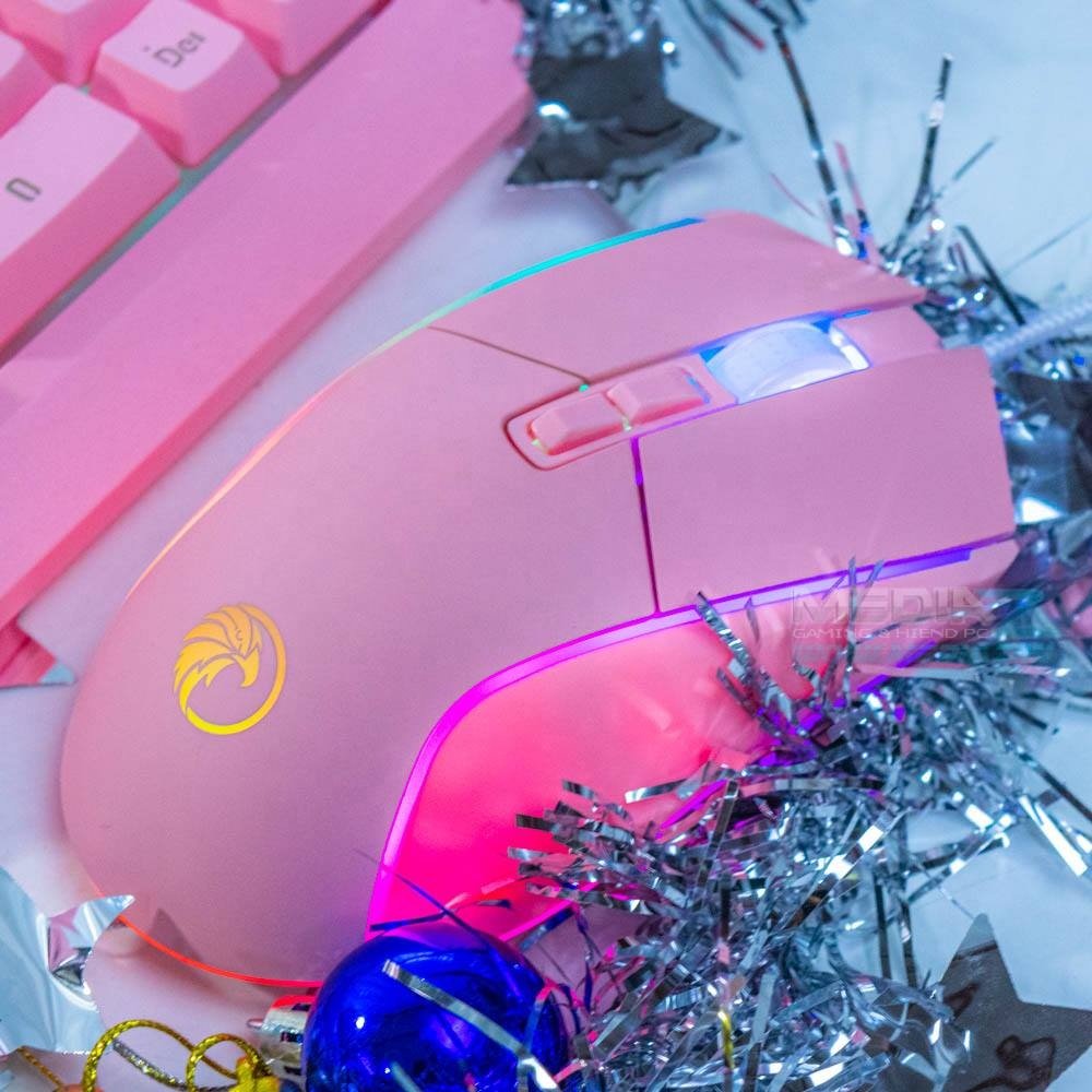 Razeak RKM-705 Stock Pink Color USB Wired RGB Backlit Waterproof Ergonomic Teclado Keyboard Mouse Gaming Combo for LOL Dota PUBG