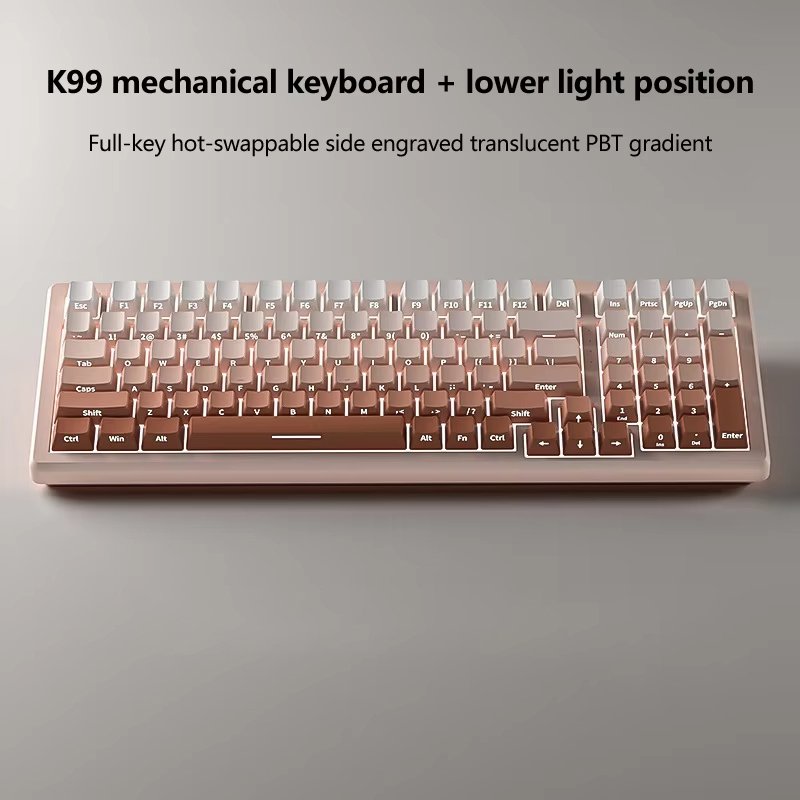 K99 Hot Swap 90% keyboard Gradient Pink Side Printed Double Shot PBT Keycaps LED Backlit Wired 99 Key Gaming Mechanical Keyboard