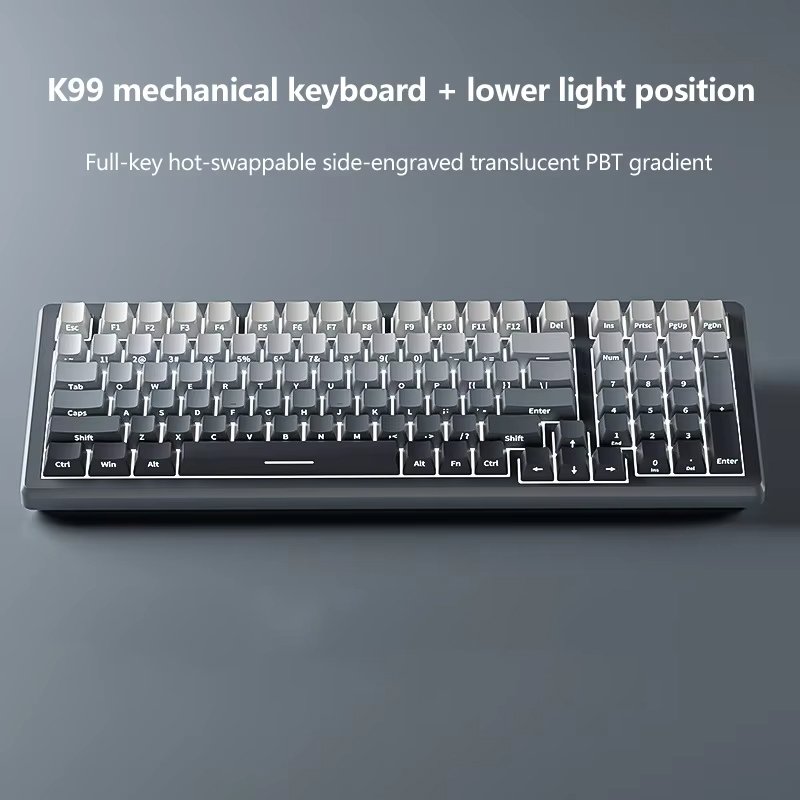 K99 Hot Swap 90% keyboard Gradient Pink Side Printed Double Shot PBT Keycaps LED Backlit Wired 99 Key Gaming Mechanical Keyboard