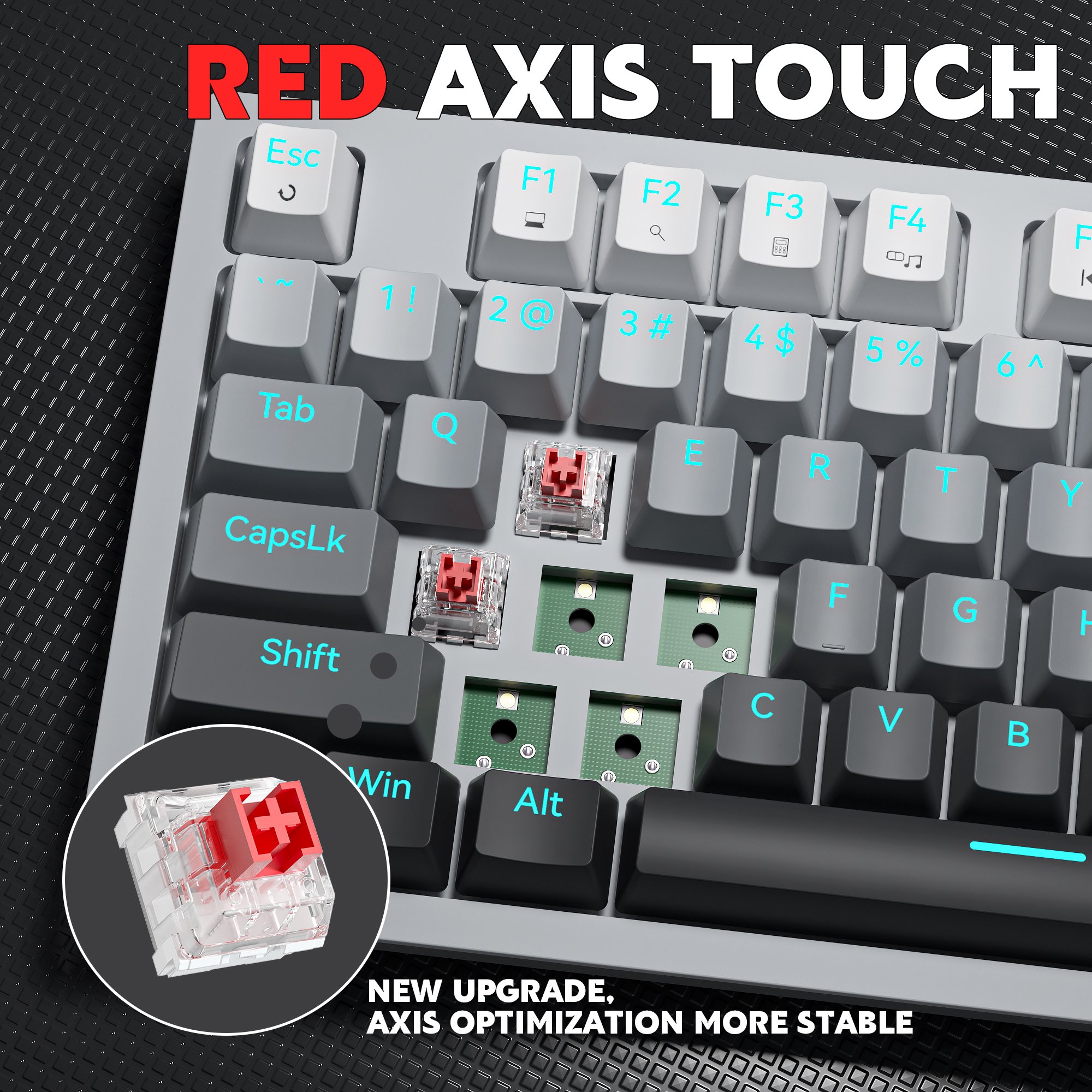 90% Keyboard 94 Keys Hot Swappable Blue Red Switch PBT Keycaps Computer Gaming USB Wired Blue Light Led Mechanical Keyboard
