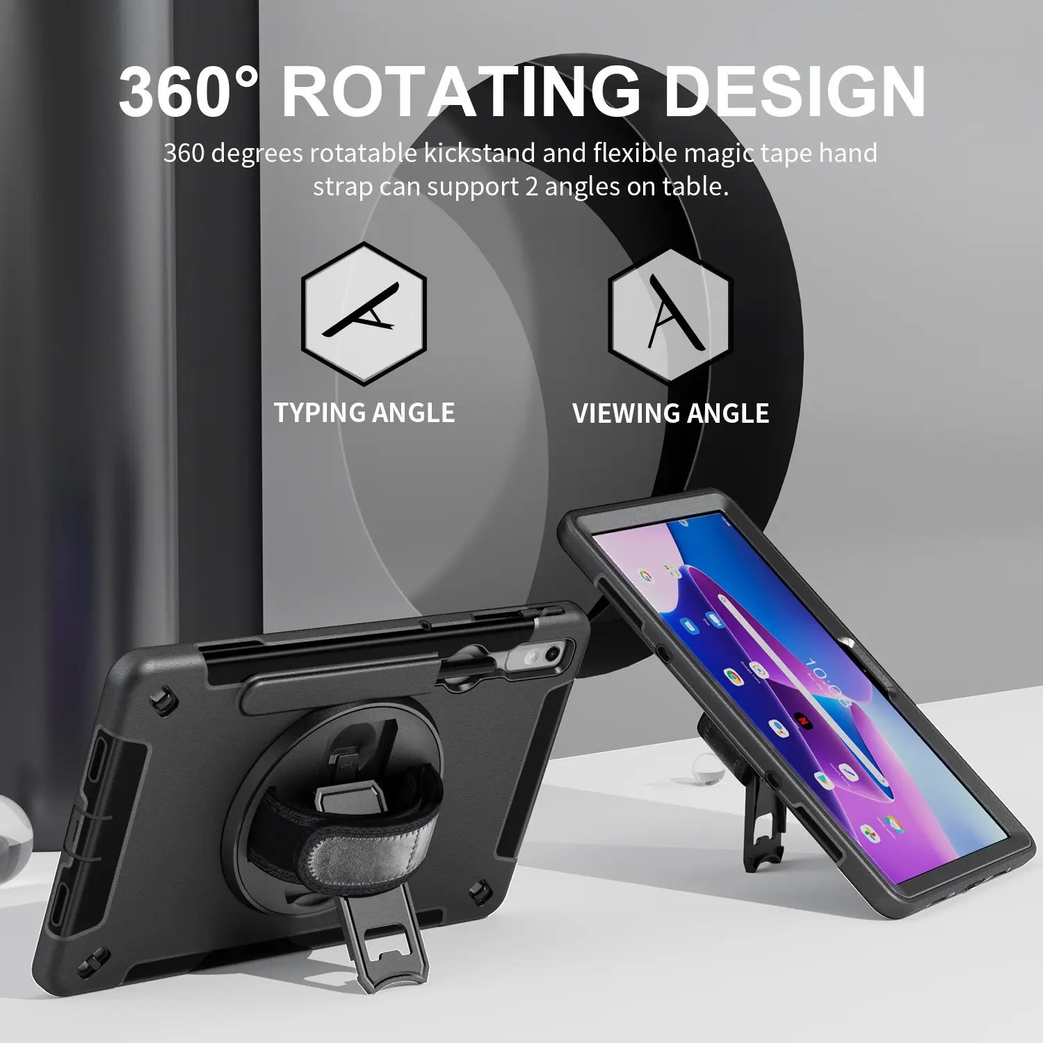 AilesTecca 360 Rotating Stand PC TPU Hybrid Defender Tablet Case for Samsung Galaxy Tab A7 Lite 8.7 inch Heavy Duty Rugged Case