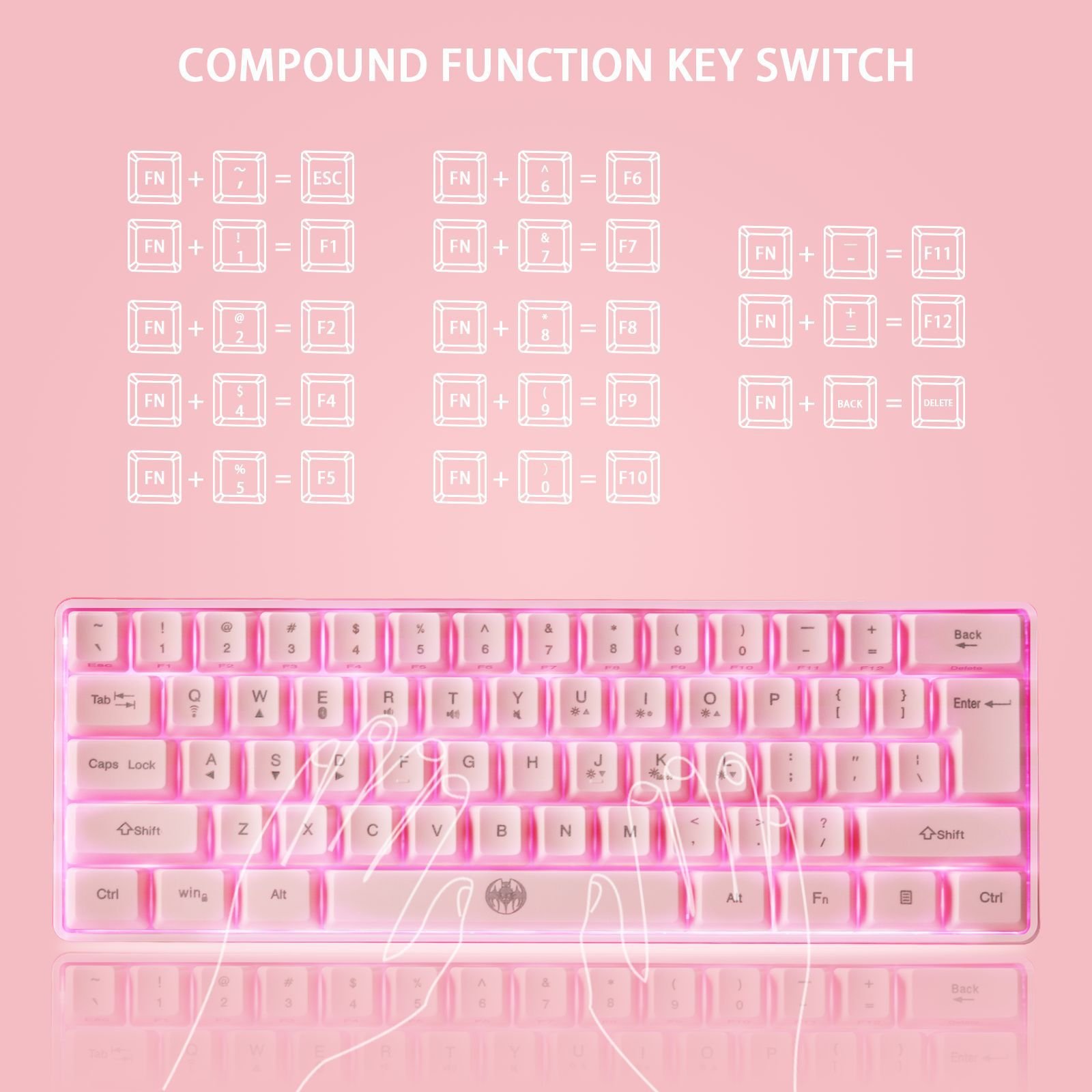 OEM rgb wireless blue switch 61 keys gaming mechanical keyboard for typing