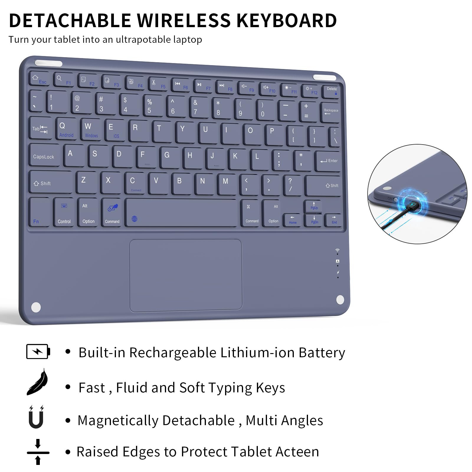 Kenke Detachable Wireless Keyboard Case IPad Air 4th 5th Bluetooth Connected Tablet Cover with Pencil Holder for IPad Air 11