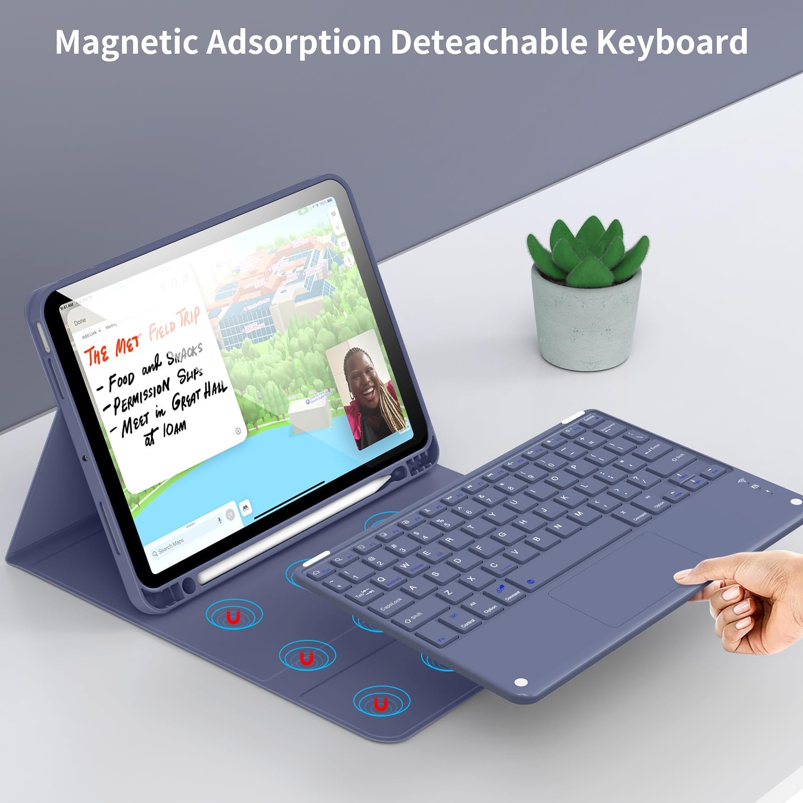 Kenke Detachable Wireless Keyboard Case IPad Air 4th 5th Bluetooth Connected Tablet Cover with Pencil Holder for IPad Air 11