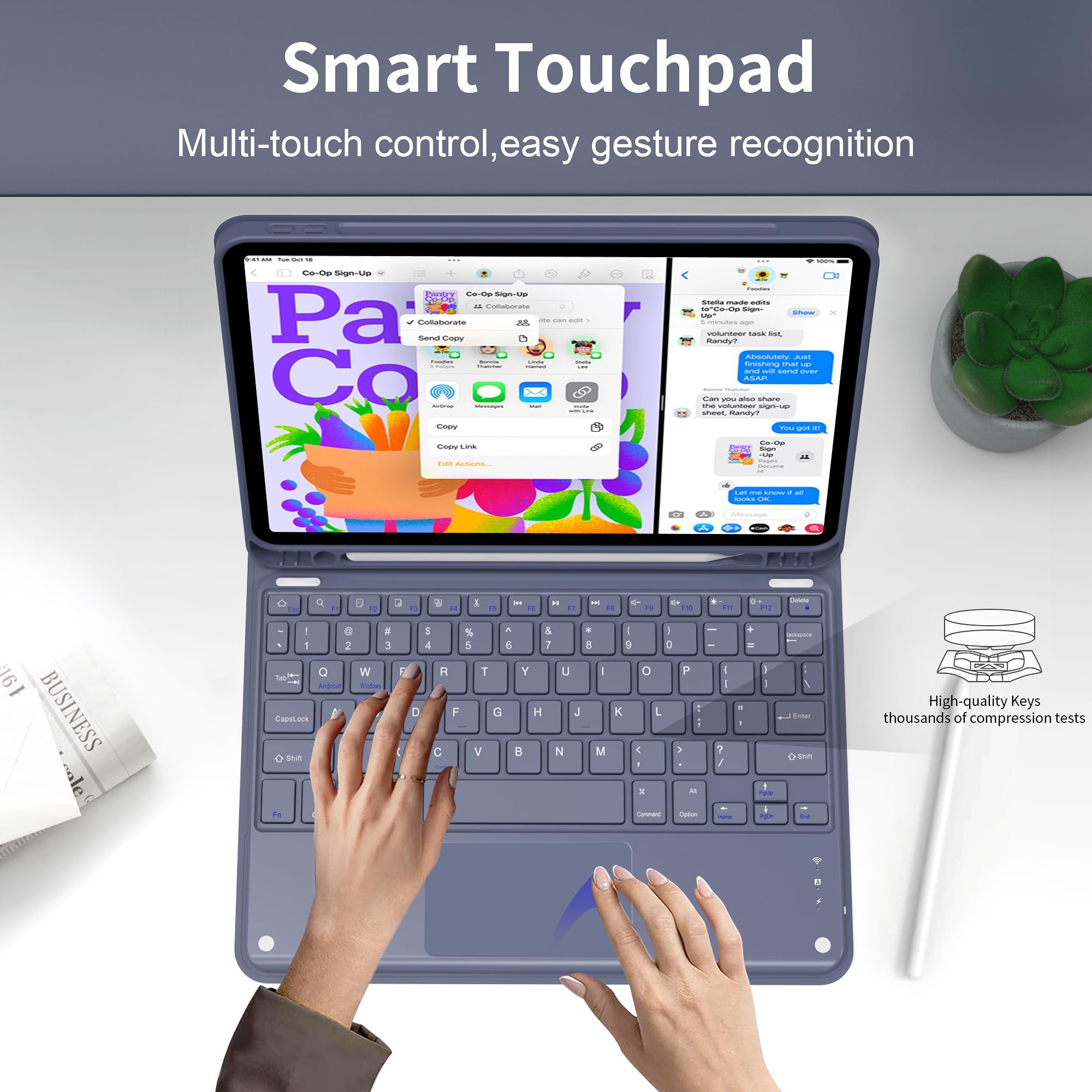 Kenke Detachable Wireless Keyboard Case IPad Air 4th 5th Bluetooth Connected Tablet Cover with Pencil Holder for IPad Air 11