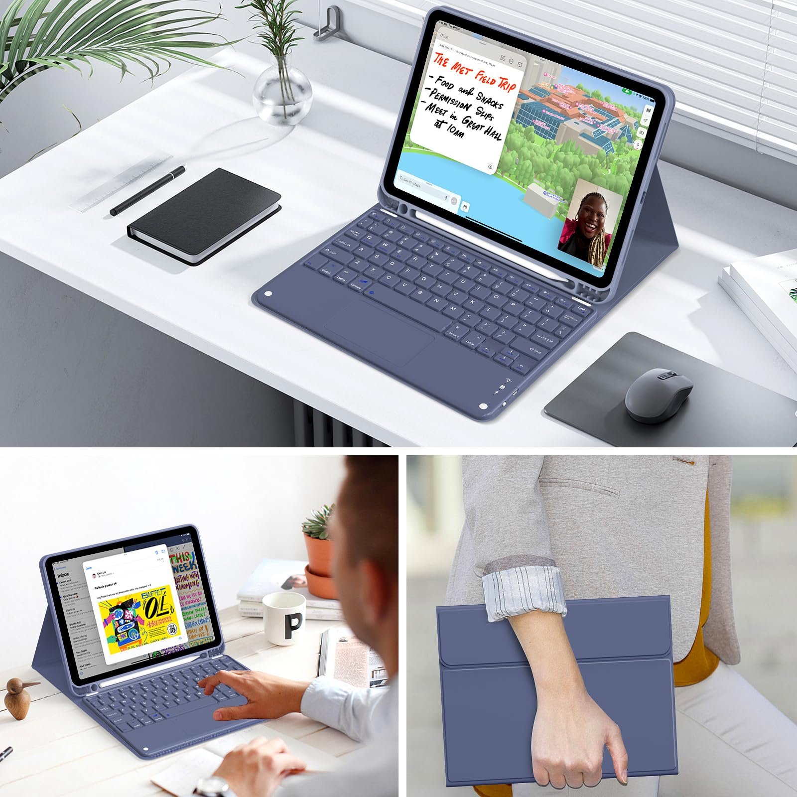 Kenke Detachable Wireless Keyboard Case IPad Air 4th 5th Bluetooth Connected Tablet Cover with Pencil Holder for IPad Air 11