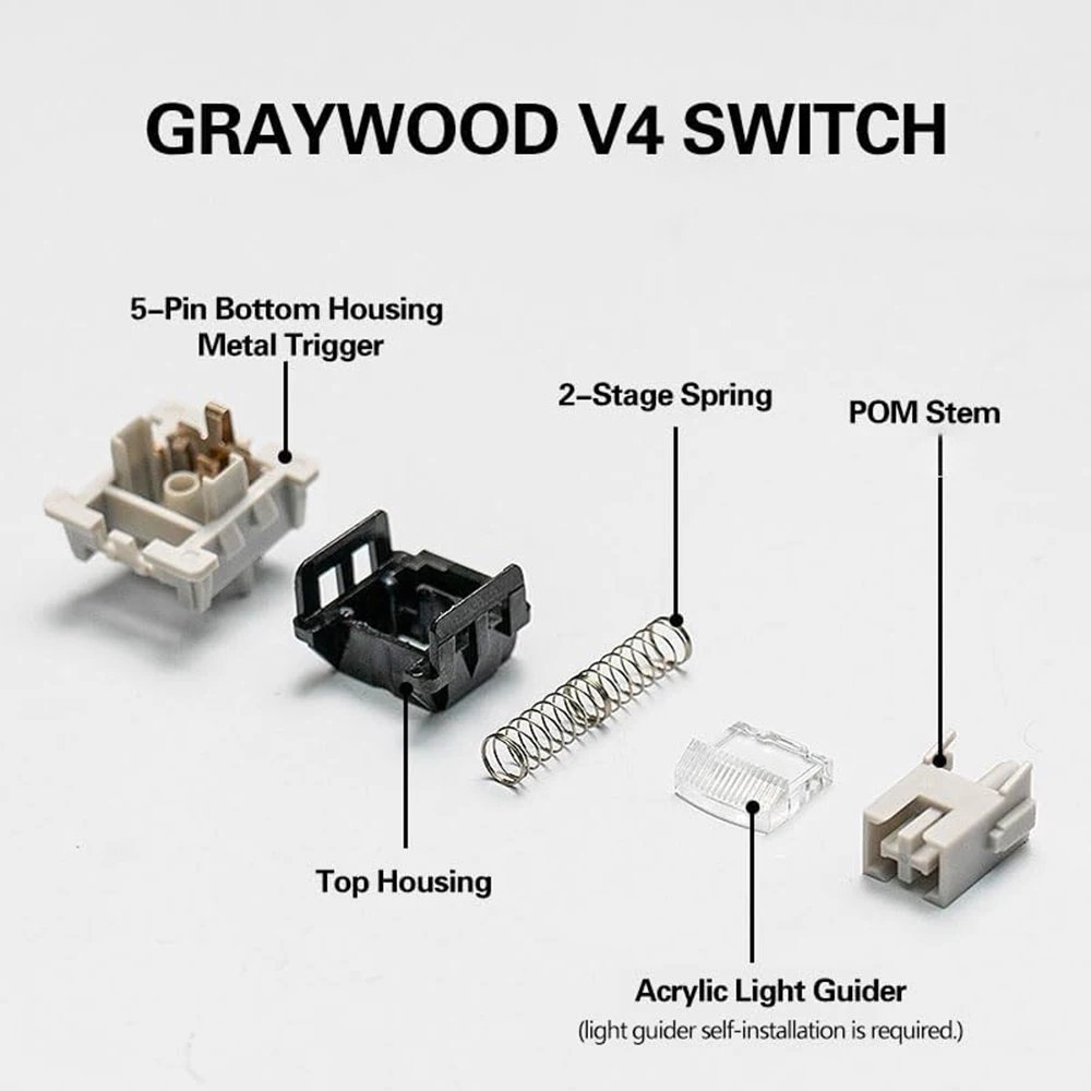 New Leobog GrayWood V4 Switch For DIY MX Mechanical Keyboard 5pin v4 Light Guide Switches