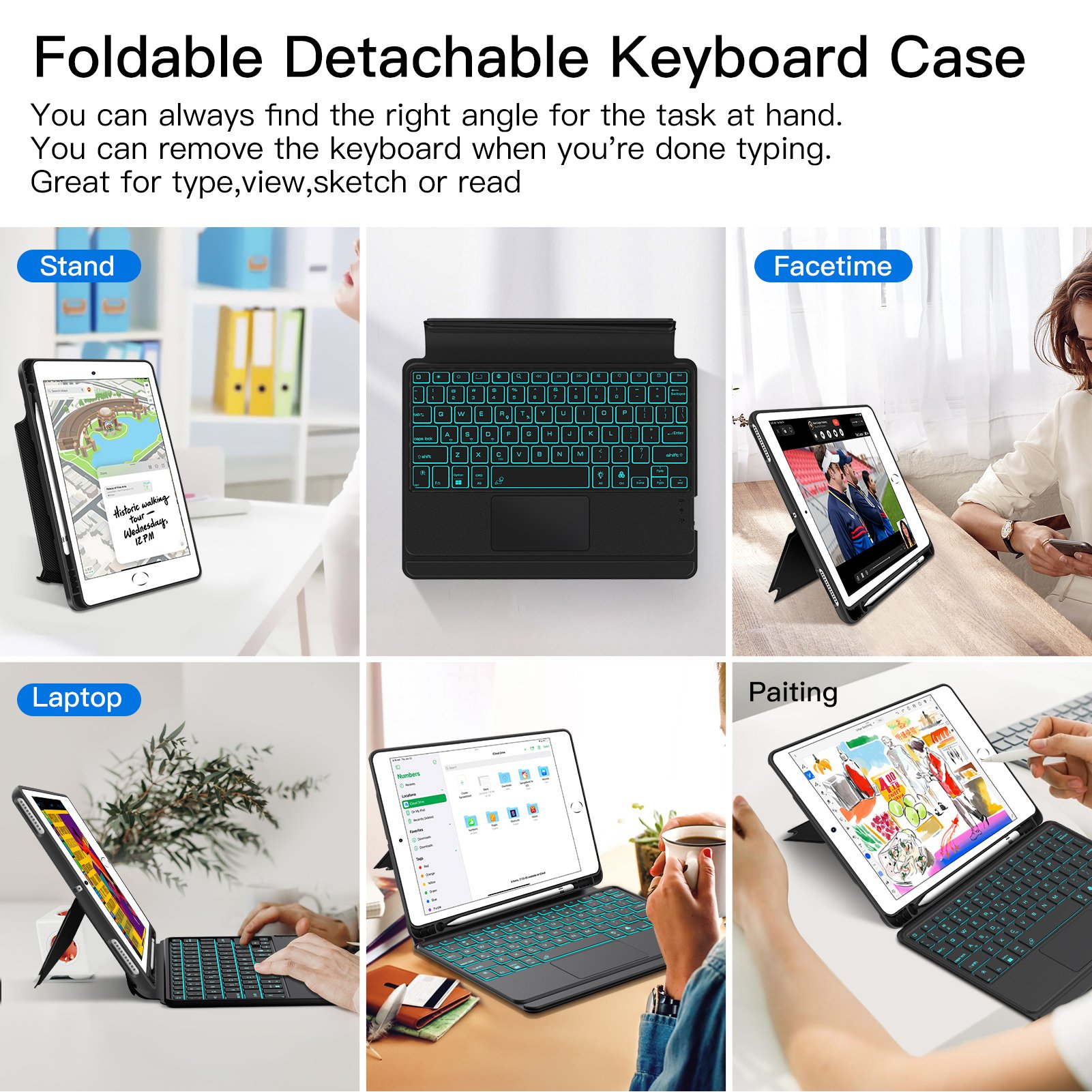 Keyboard Case With Pencil Holder For Ipad Inch 10.2 Inch For Ipad 9th Generation Case With Keyboard Tablet Cover