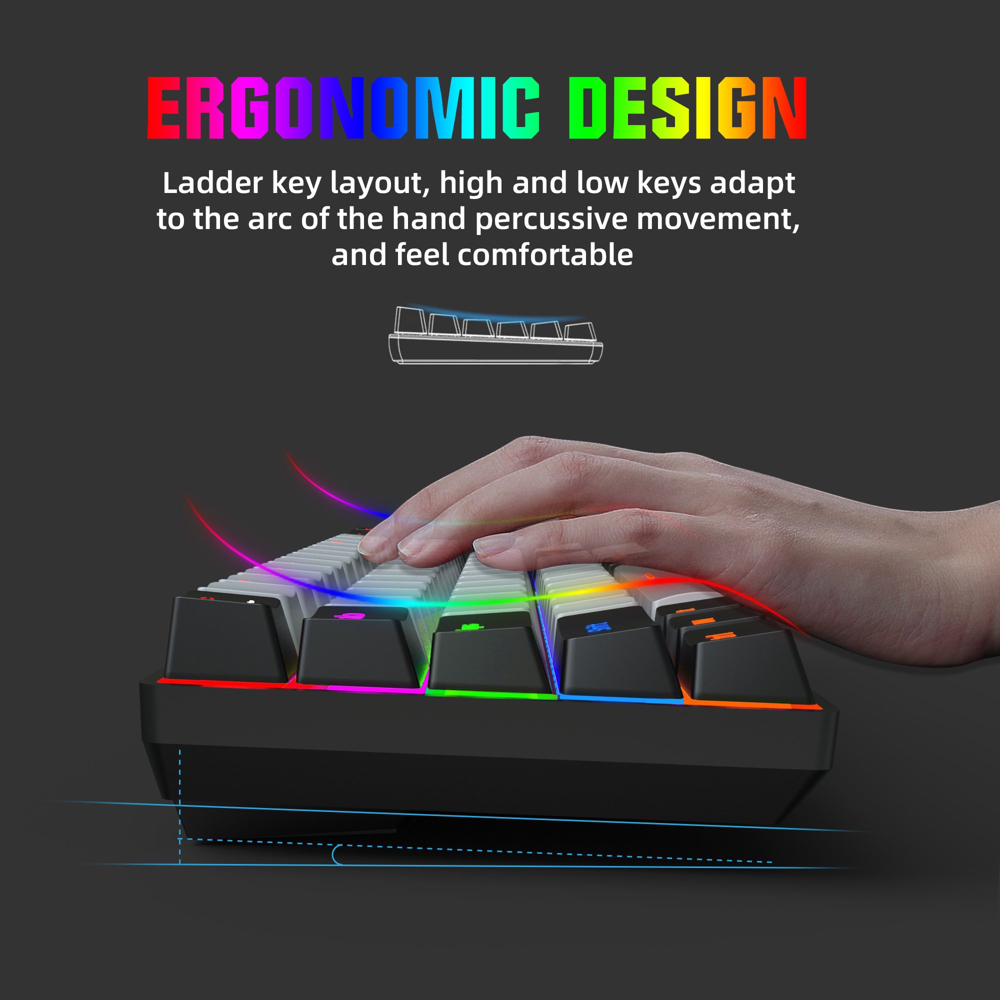 Wholesale 68 Key Gaming Keyboard Blue Switch Mini USB Wired LED Backlit Computer Mechanical Keyboard for PC Laptop Game/Office