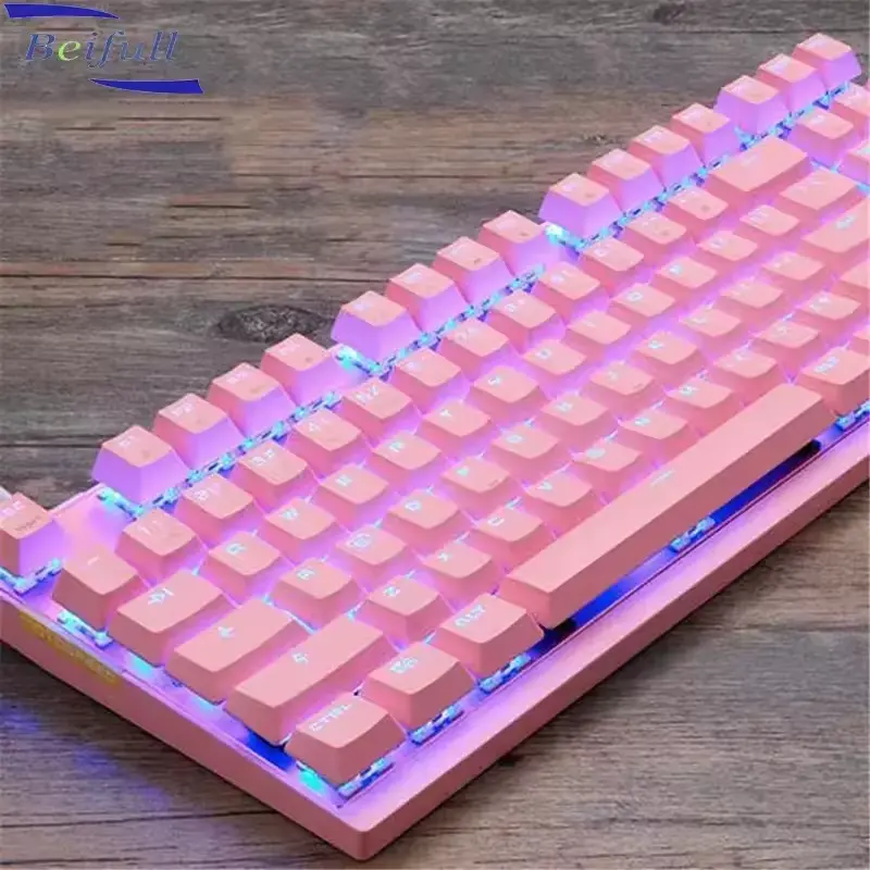 87 Key Black Gaming Keyboard mechanical rgb LED Illuminated Backlit
