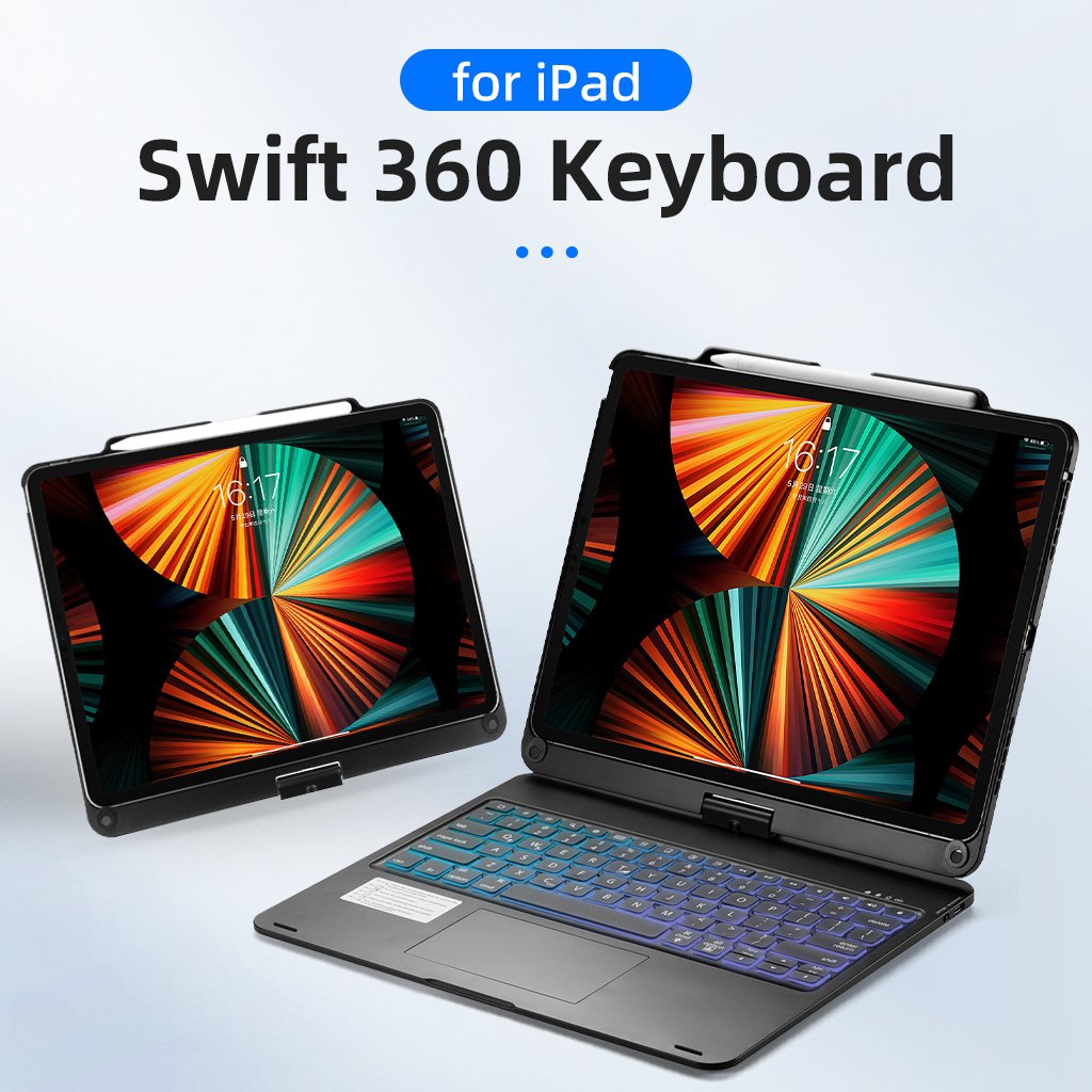 360 Degree Rotating Keyboard for iPad 12.9 BT Keyboard Case 12.9" 3-6 Generation Touch Wireless Cover