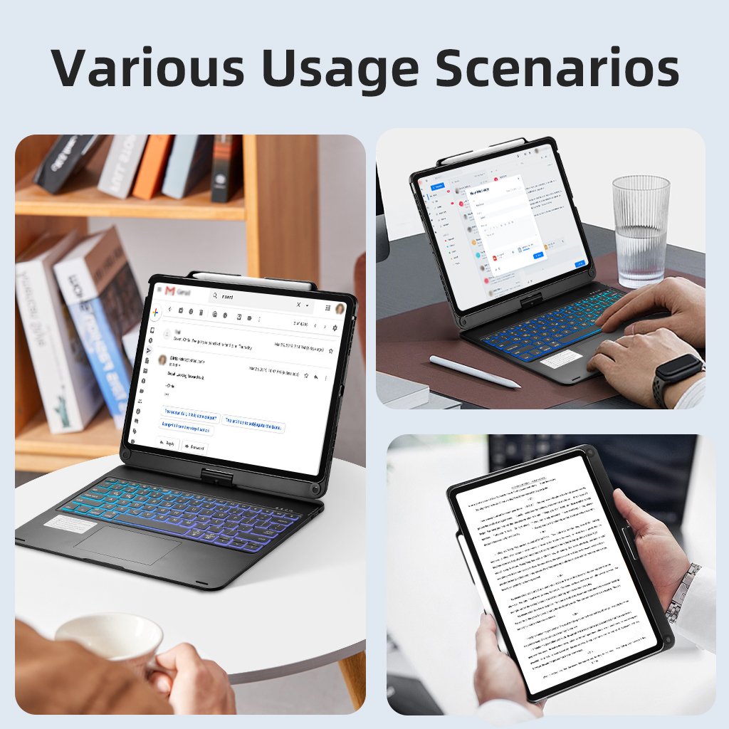360 Degree Rotating Keyboard for iPad 12.9 BT Keyboard Case 12.9" 3-6 Generation Touch Wireless Cover
