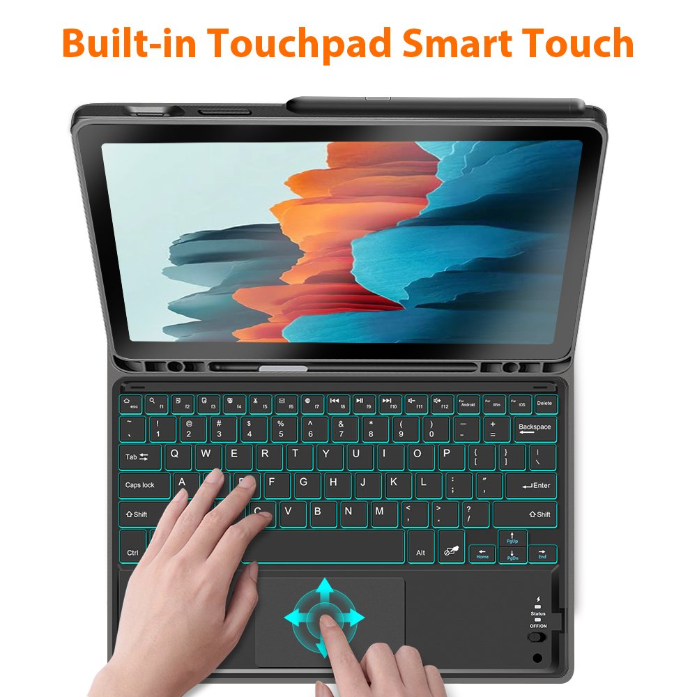 Smart Touchpad wireless keyboard case for Samsung Galaxy Tab S7 pencil holder cover with removeable keyboard Factory manufacture