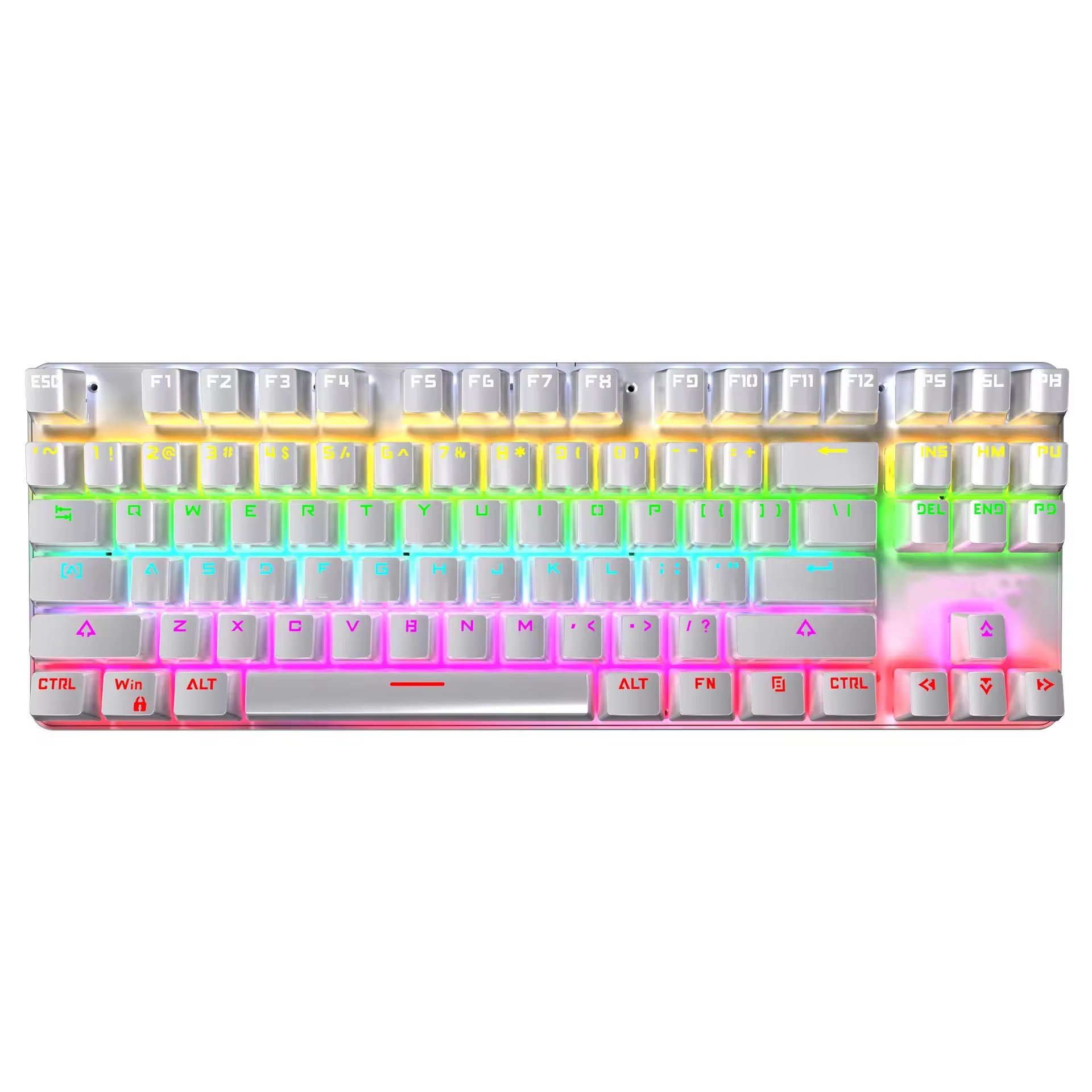 Dropshipping LEAVEN K550 87 Keys Shaft Gaming Athletic Office Notebook Punk Mechanical Keyboard Cable Length 1.8m
