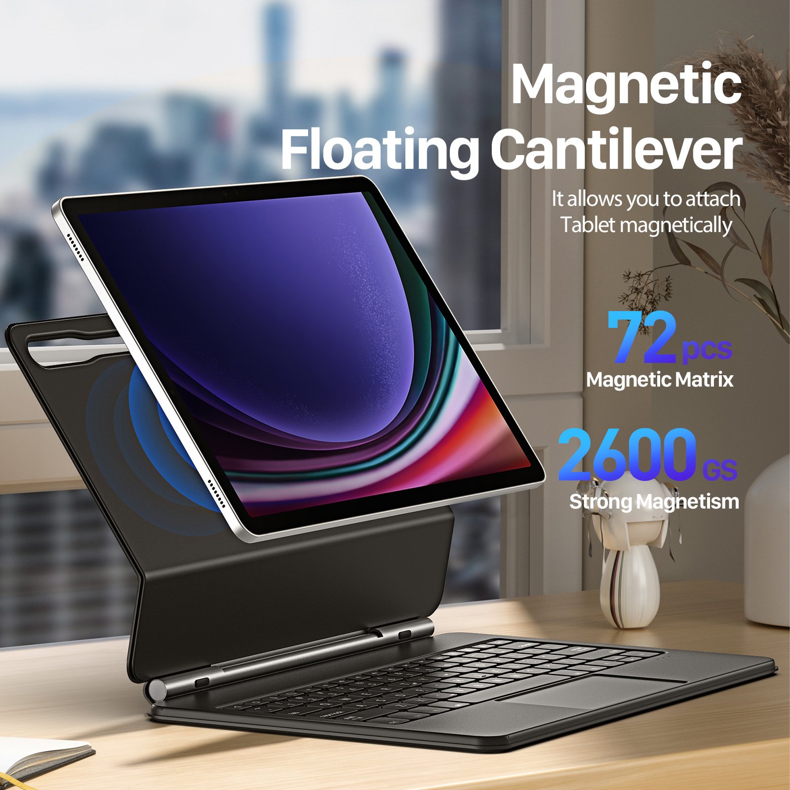 For Samsung S9 Plus Levitation Magnetic Keyboard S8 Bluetooth Keyboard Cover Case