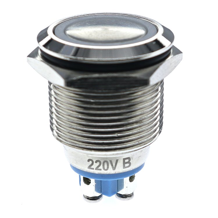 5V LED Mini 3-Position Automatic Push Button Switch Stainless Steel Round Head With 19mm Mounting Hole 5A Maximum Current