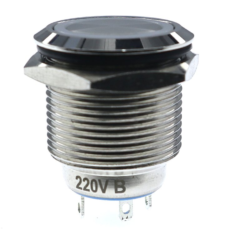 5V LED Mini 3-Position Automatic Push Button Switch Stainless Steel Round Head With 19mm Mounting Hole 5A Maximum Current