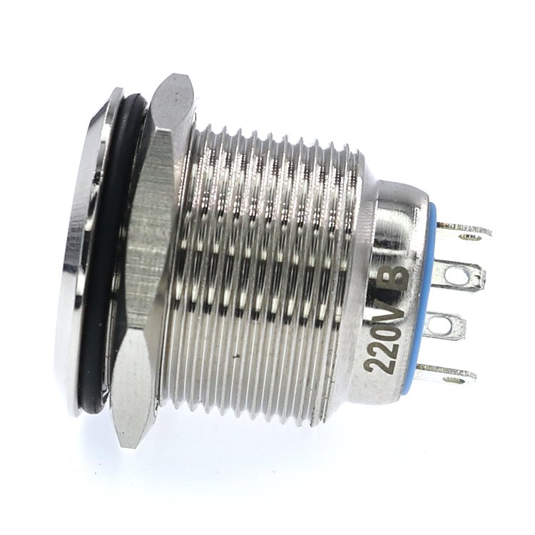 5V LED Mini 3-Position Automatic Push Button Switch Stainless Steel Round Head With 19mm Mounting Hole 5A Maximum Current