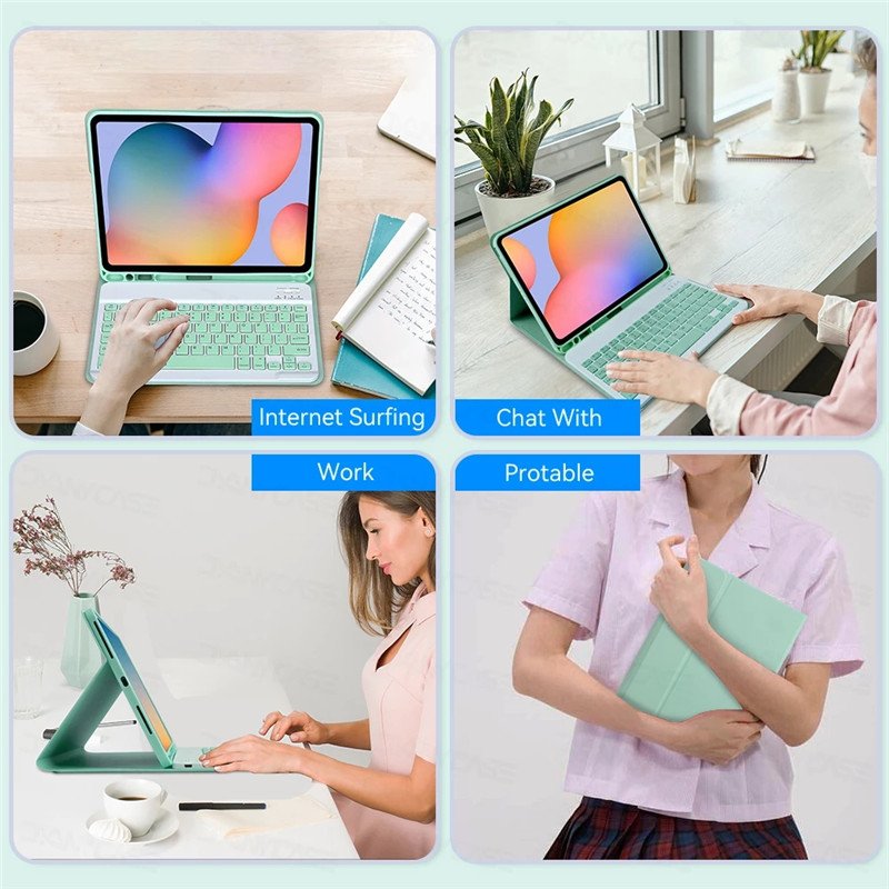For iPad 10.2 Bluetooth Wireless Keyboard Mouse Combos Pro 11 10.9 Air 5 9th 8th Generation Mini 6 Leather Tablets Cover Cases