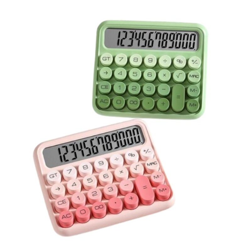 Mechanical Switch Pink Calculator Cute 12 Digit Big Button Calculator Clear Standard Daily Basic Office Calculators With Battery
