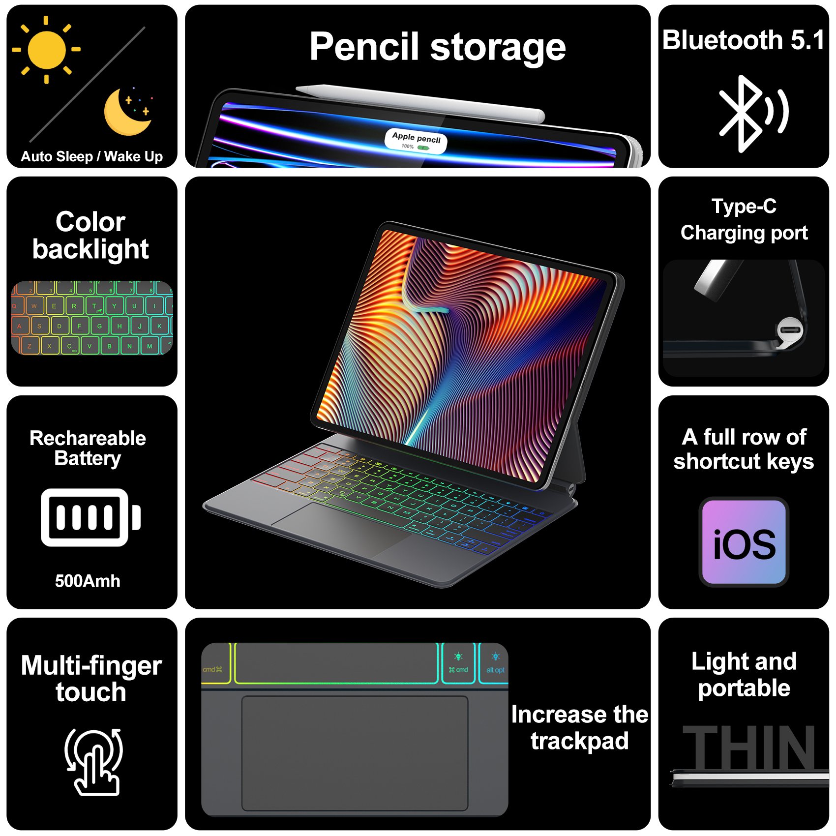 Keyboard Case For Ipad Pro 12.9 2022 11 12 9 6th Magnetic Funda For Ipad Air 5 4 10th Generation 10.9 5th 4th Gen 2021 Cover