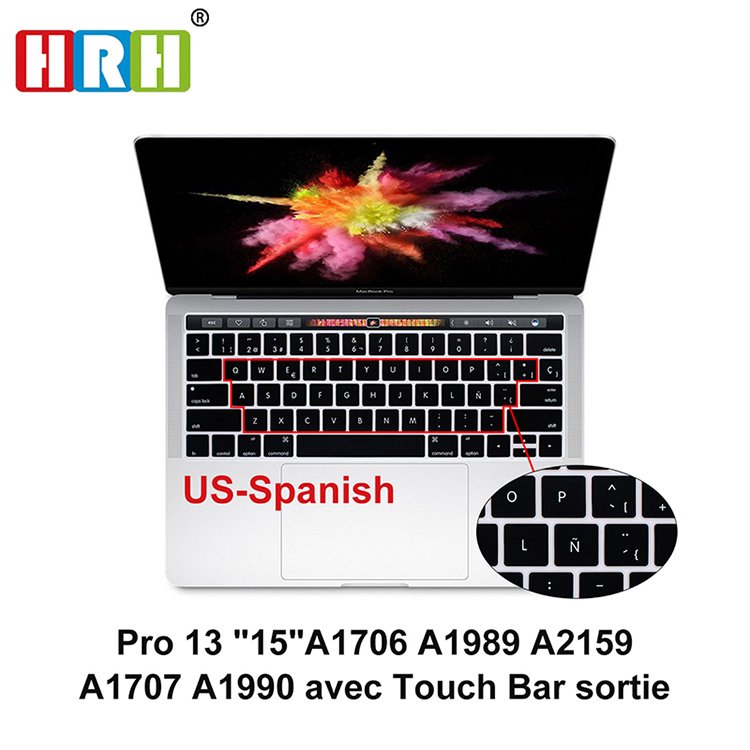 Custom Spain Colorful Silicone Waterproof Laptop Keyboard Cover for Macbook