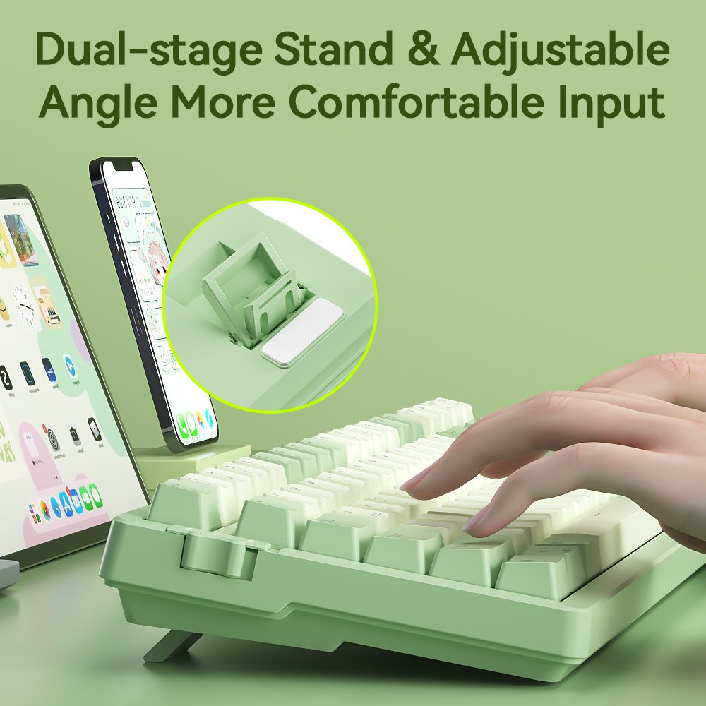 BOW Hot-swappable BT and 2.4G wireless Dual Mode Mechanical keyboard 100 Keys ABS Keycaps For Laptop Desktop