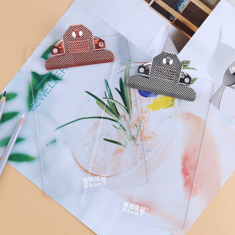 White and Transparent small bill folder board A6B6 board clip student pad note clip restaurant menu clip