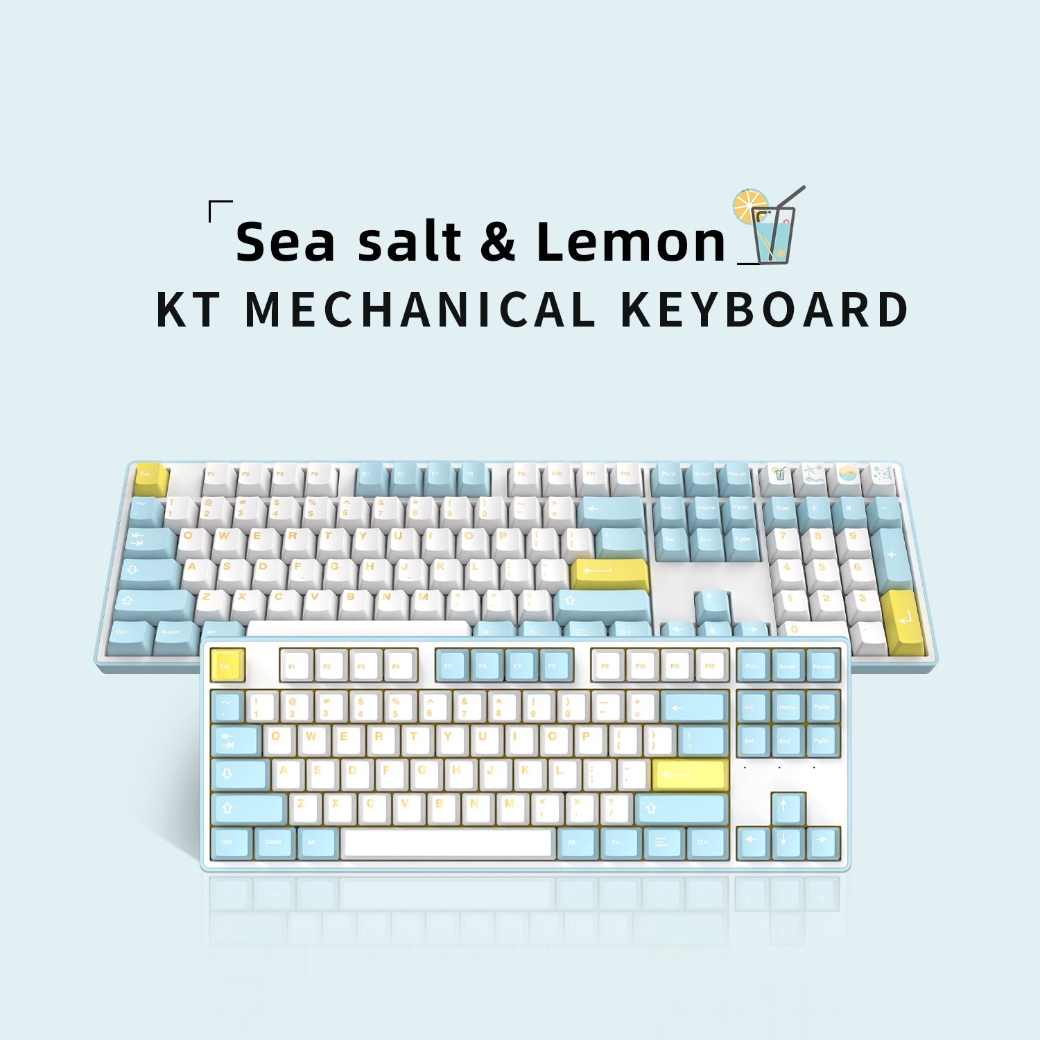 KT87V3 Sea salt lemon Mechanical Keyboard 80% TKL,All key hot swap,RGB-Music rhythm,Software driven,Custom