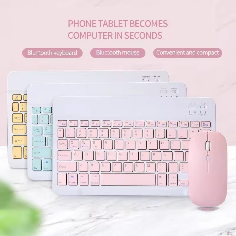 Battery Devices Wireless Keyboard Mouse For Apple iPad Xiaomi Samsung Huawei Phone Tablet PC Android IOS Windows Custom Language