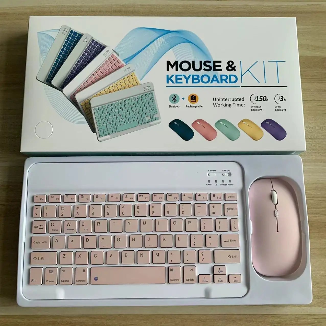 Battery Devices Wireless Keyboard Mouse For Apple iPad Xiaomi Samsung Huawei Phone Tablet PC Android IOS Windows Custom Language