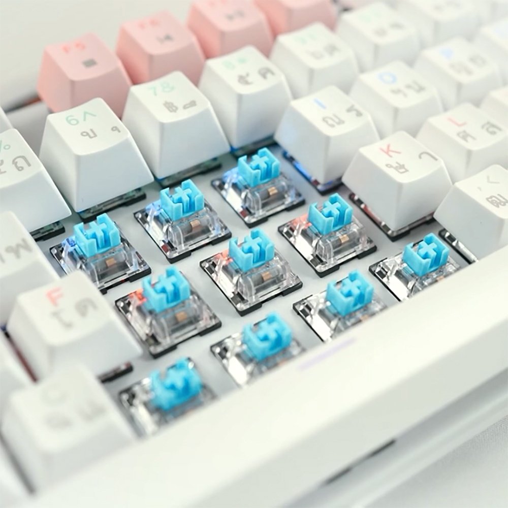 Razeak RK-X61 87/104 Keys Blue Switch Double Color Keycap Cool RGB Led Rainbow Backlit Wired Mechanical Gaming Keyboard for PC