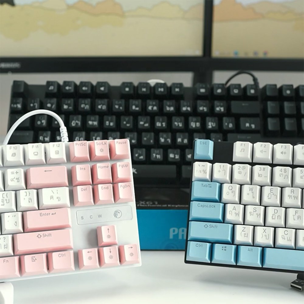 Razeak RK-X61 87/104 Keys Blue Switch Double Color Keycap Cool RGB Led Rainbow Backlit Wired Mechanical Gaming Keyboard for PC