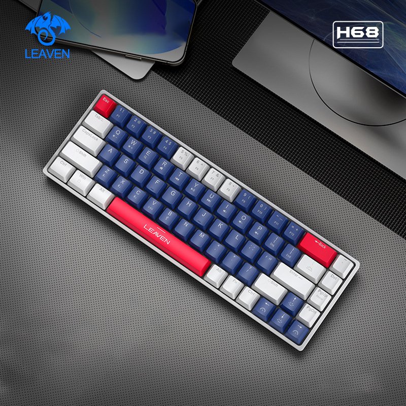 H68 Gaming Keyboards Wired Wireless 2.4G BT Hot Swappable RGB Mechanical Keyboard