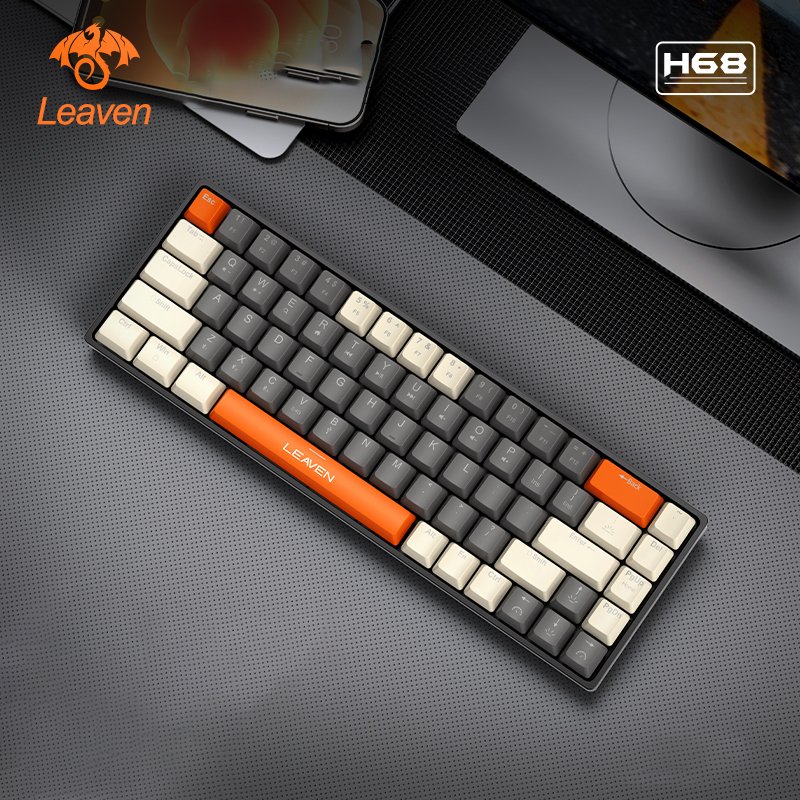 H68 Gaming Keyboards Wired Wireless 2.4G BT Hot Swappable RGB Mechanical Keyboard