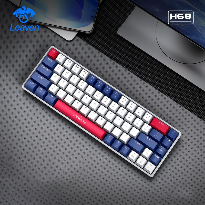 H68 Gaming Keyboards Wired Wireless 2.4G BT Hot Swappable RGB Mechanical Keyboard