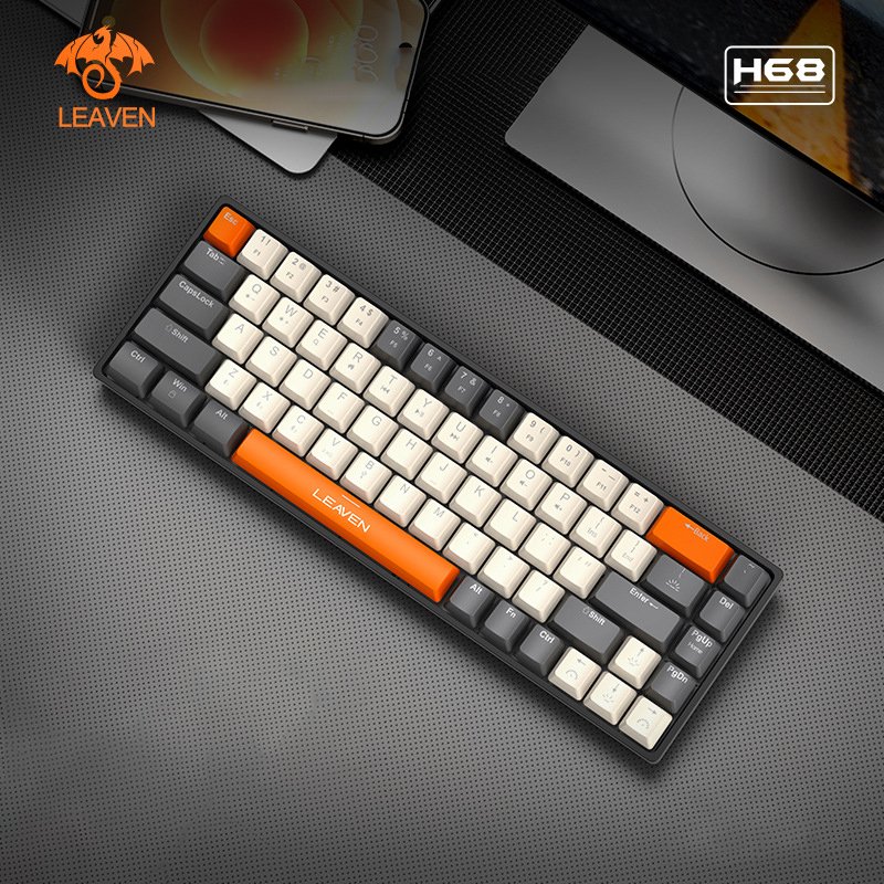 H68 Gaming Keyboards Wired Wireless 2.4G BT Hot Swappable RGB Mechanical Keyboard