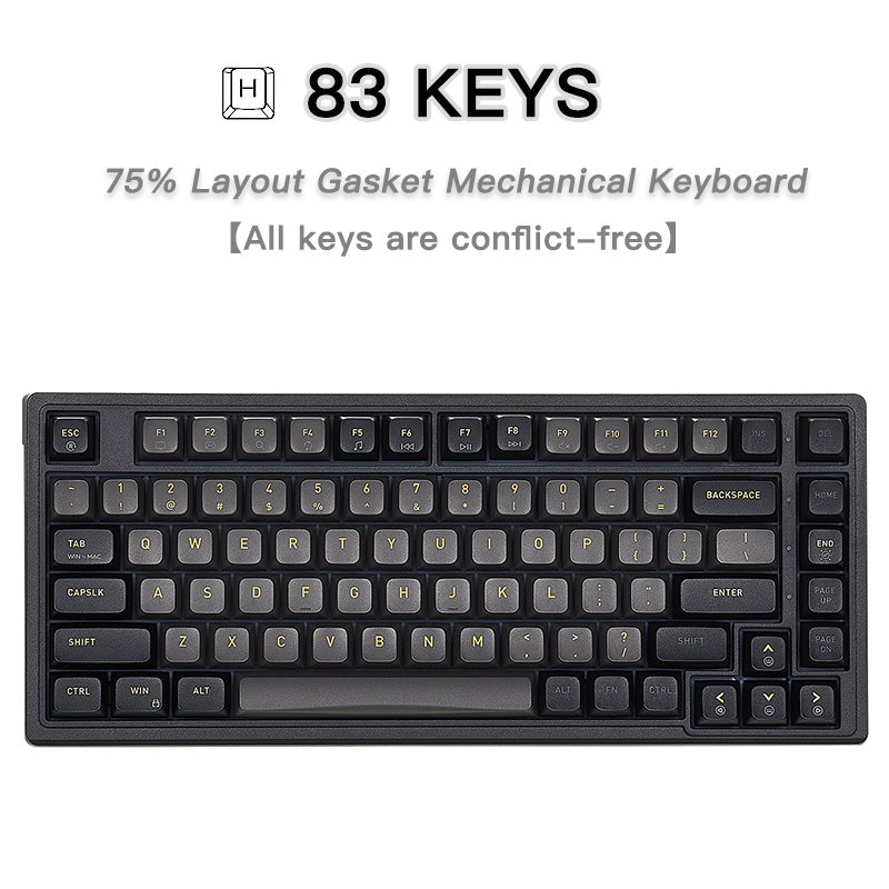 Custom M2 Keyboard 75% 83 Keys Gasket USB Wired Red Blue Switch Hot Swap RGB LED Plastic Mechanical Gaming Keyboard For Desktop