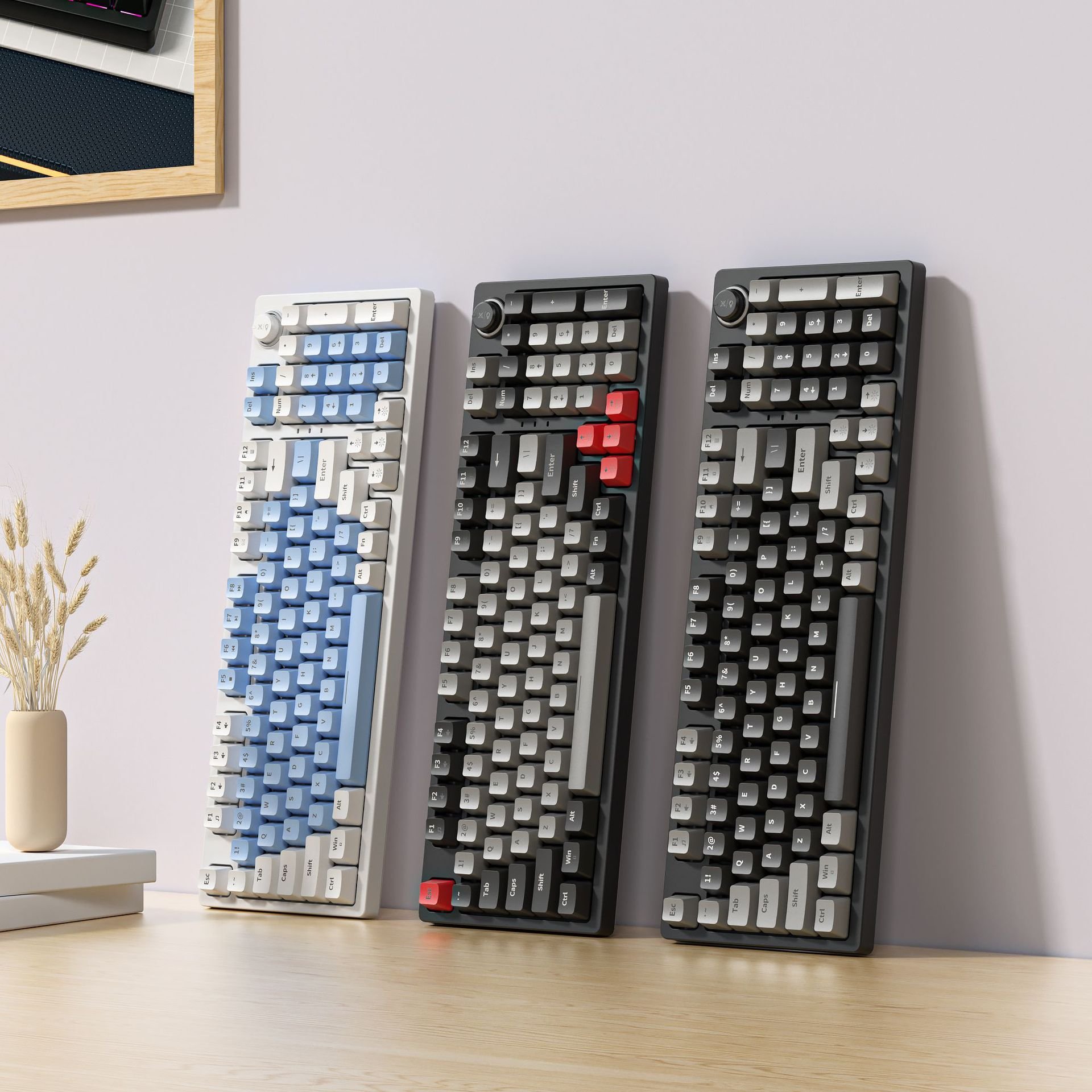 OEM 98 Key RGB Light Control Knob Aula Computer Clavier Teclado Gamer Mechanical Keyboard Gaming