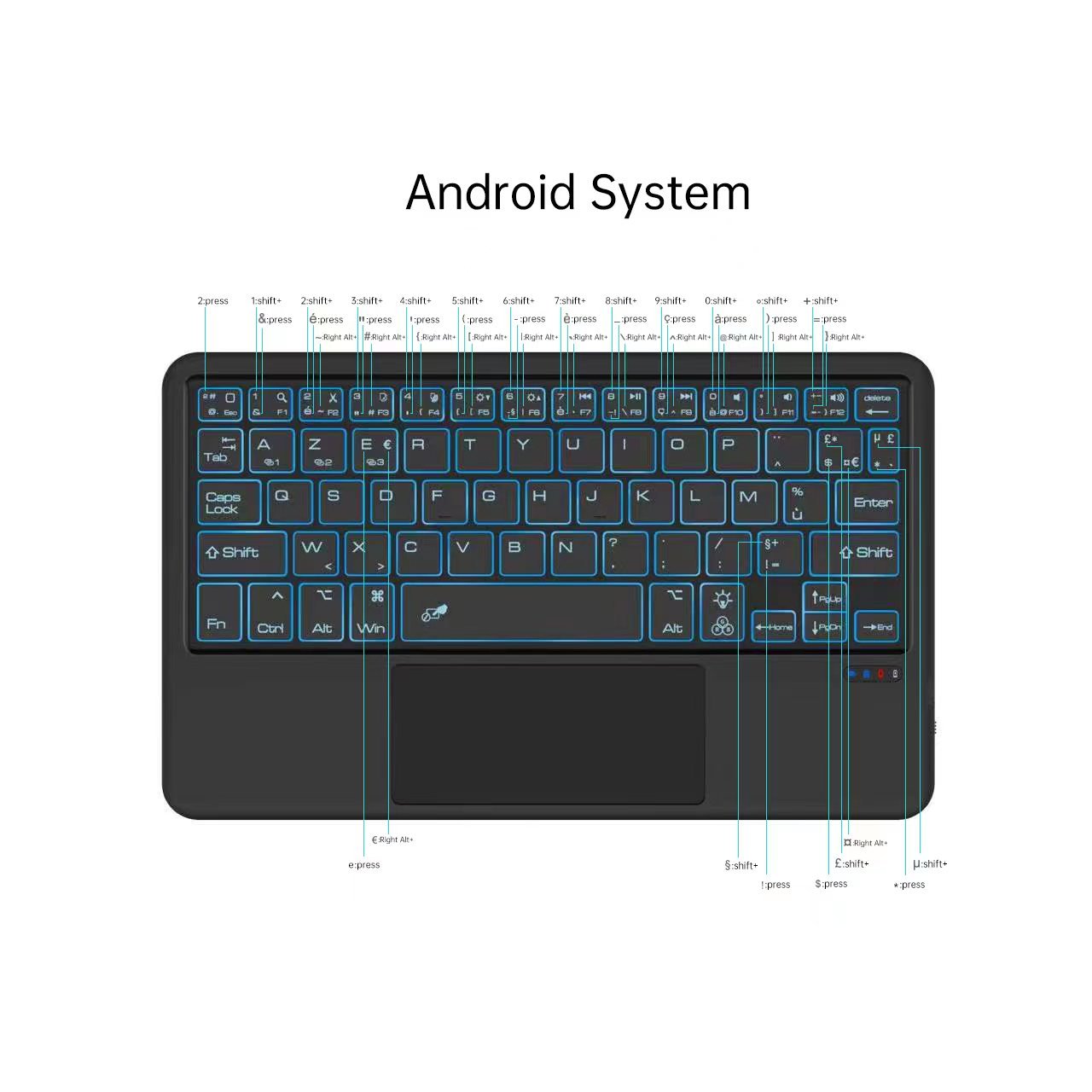French AZERTY Keyboard Cover for Samsung Tab S8 S8+ S7 S7+ S7FE S6 Lite A8 10.5 A7 A6 A7 Lite For Samsung Case AZERTY Keyboard