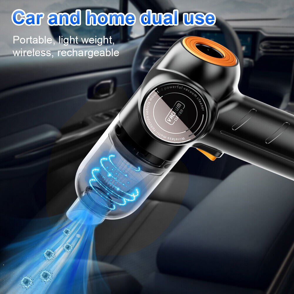 2 In 1 Small Portable USB Rechargeable High Power Handheld Cordless Electric Home Car Vacuum Cleaner With Air Pump Duster Blower