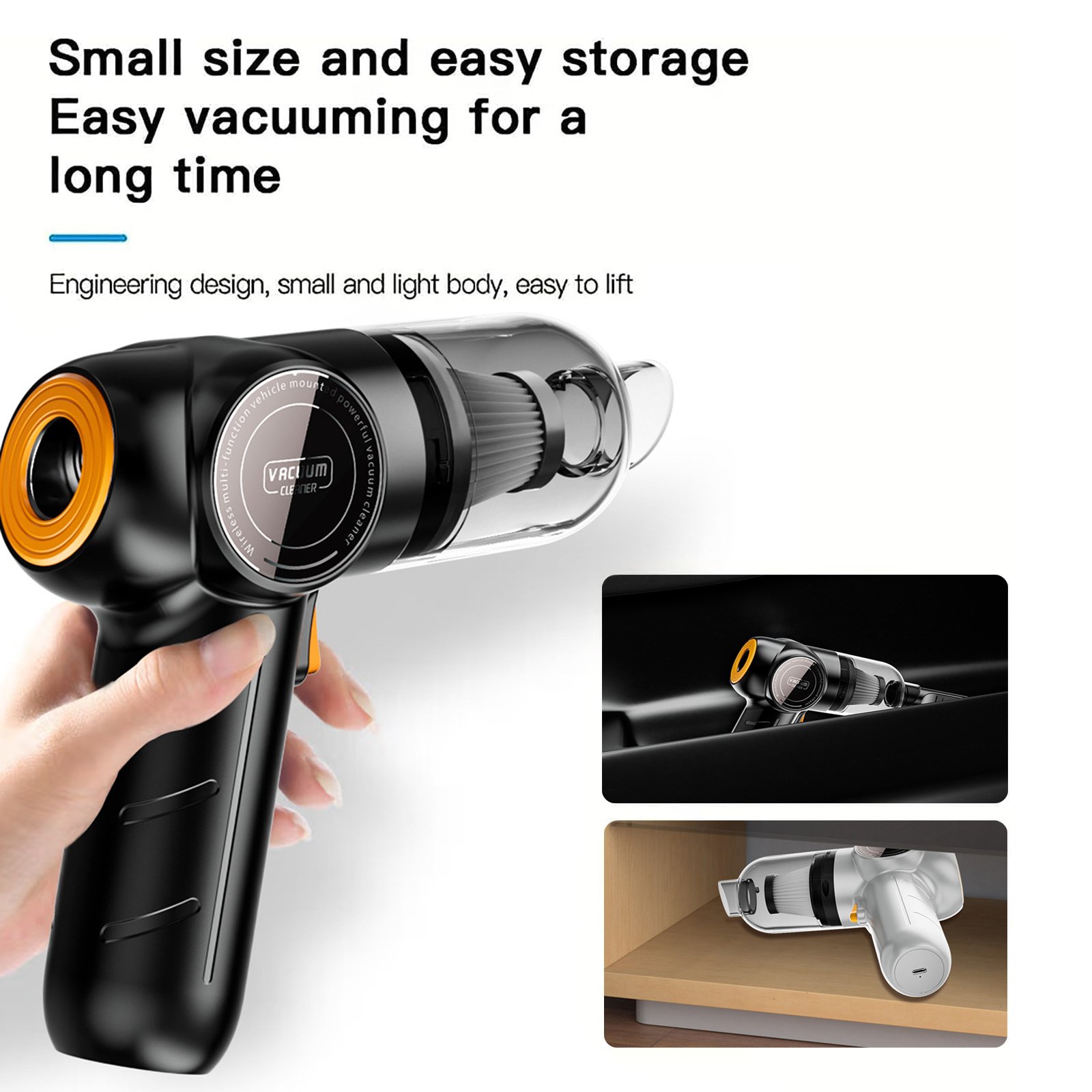 2 In 1 Small Portable USB Rechargeable High Power Handheld Cordless Electric Home Car Vacuum Cleaner With Air Pump Duster Blower