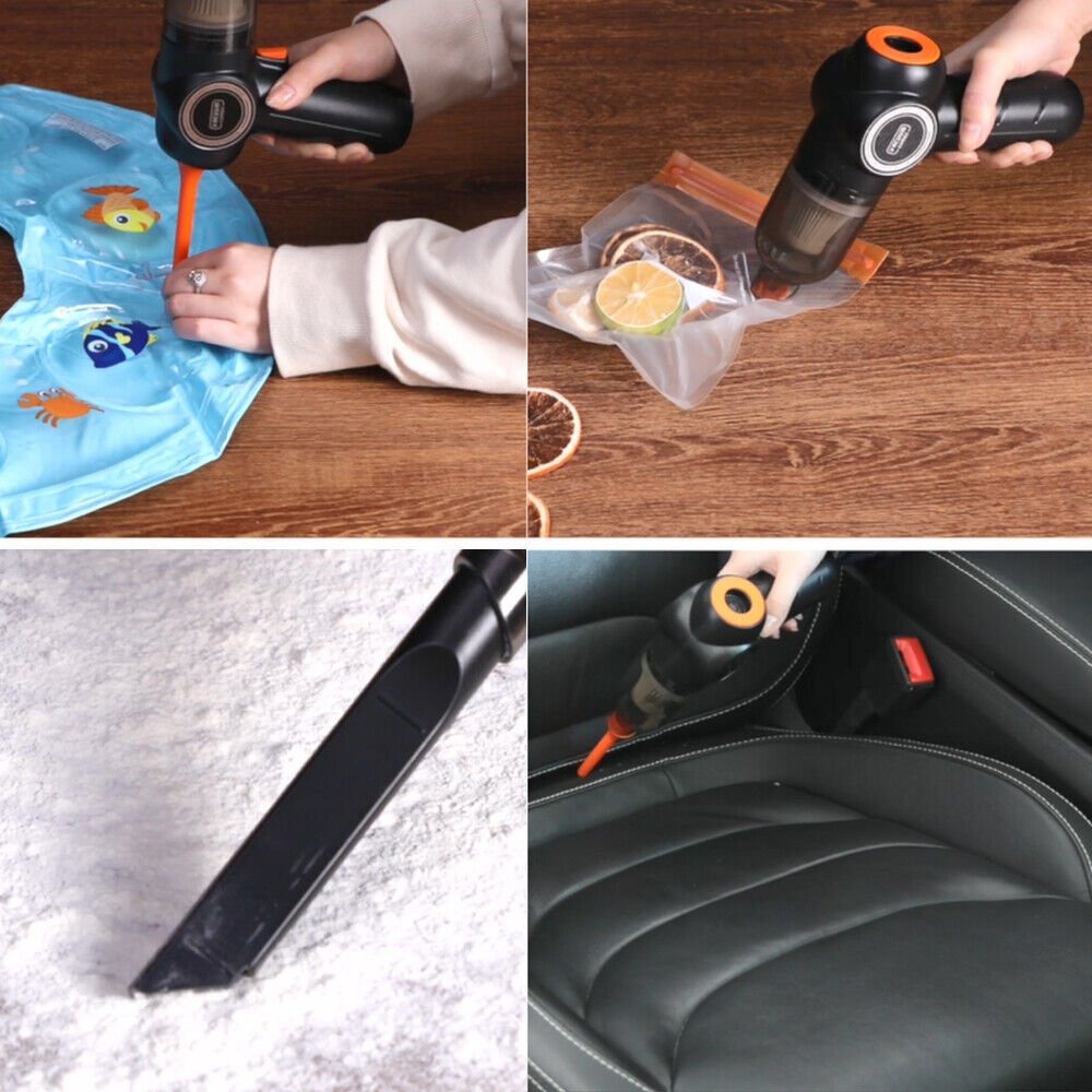 2 In 1 Small Portable USB Rechargeable High Power Handheld Cordless Electric Home Car Vacuum Cleaner With Air Pump Duster Blower