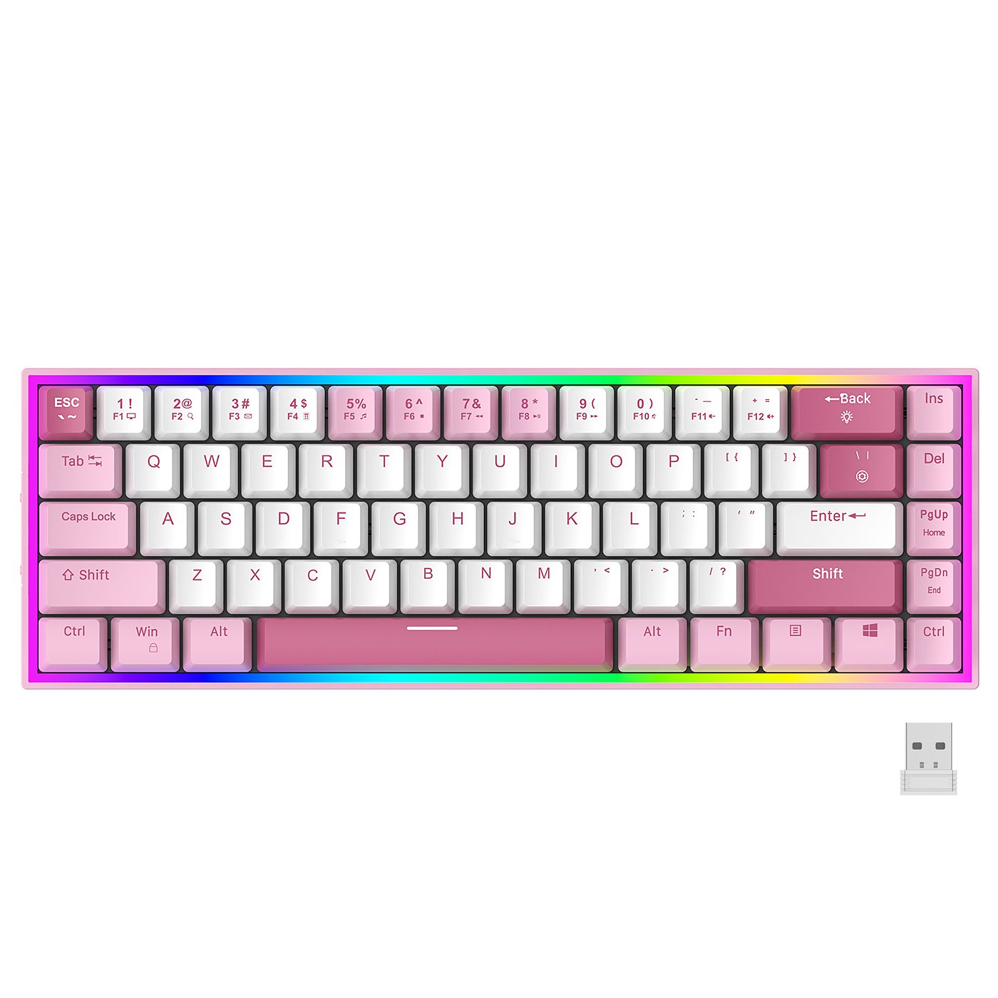New Design Bluetooth Tri-Mode 68 Keys Gaming Keyboard RGB Hot Swappable Gamer Games Red Switch Wireless Mechanical Keyboard