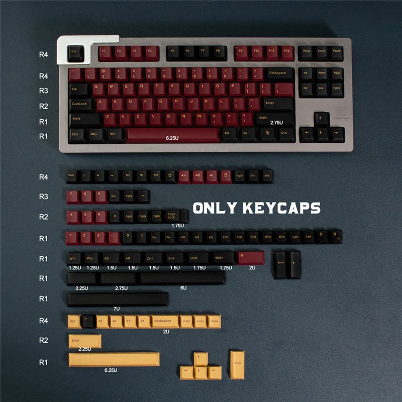 PBT Doubleshot Keycaps Red Samurai Cherry Profile Keycap 168 Keys Set For Mx Switch Mechanical Gaming Keyboard