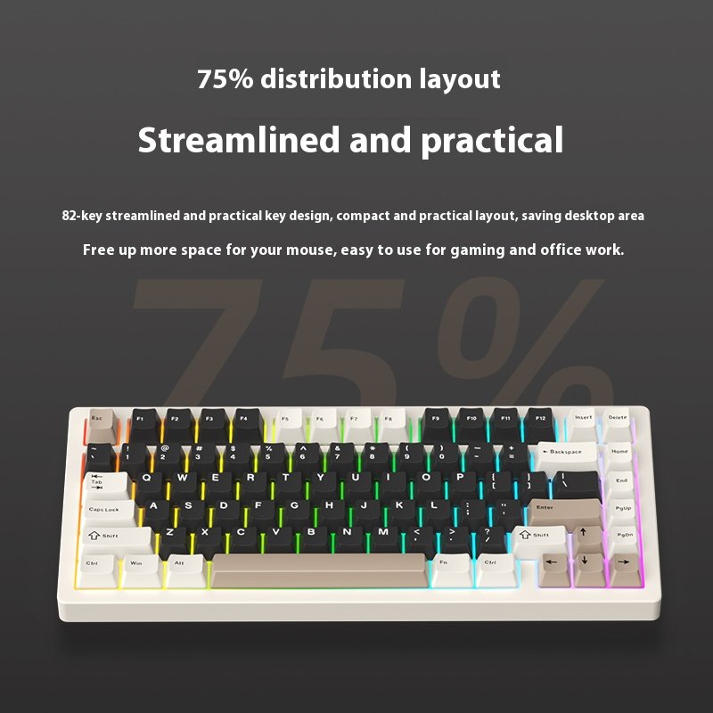 Xinmeng A75 aluminum customized 3-mode connection GASKET structure RGB hot-swappable switch for gaming keyboard